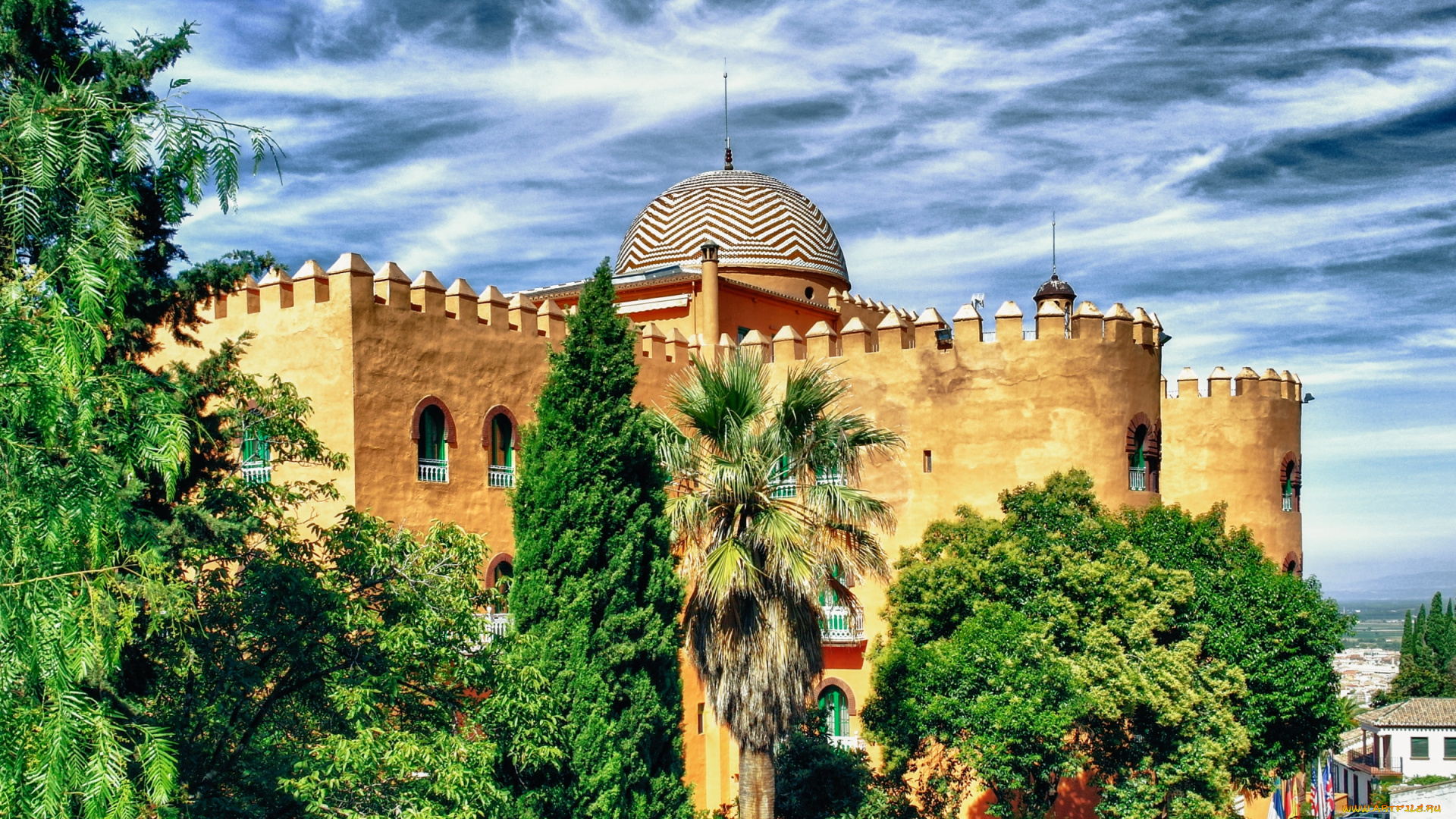 дворец, альгамбра, гранада, испания, города, дворцы, замки, крепости, купол, стена, мавританский, стиль