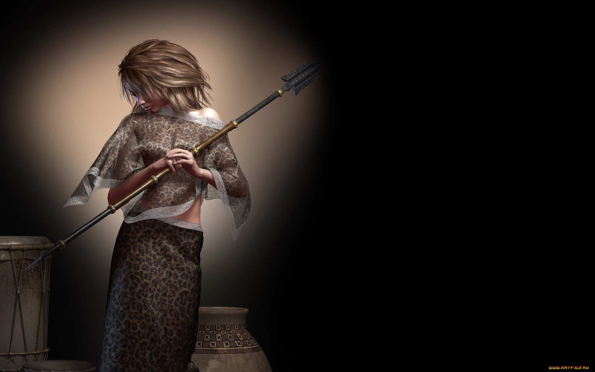 3д, графика, amazon, амазонки, девушка, копье