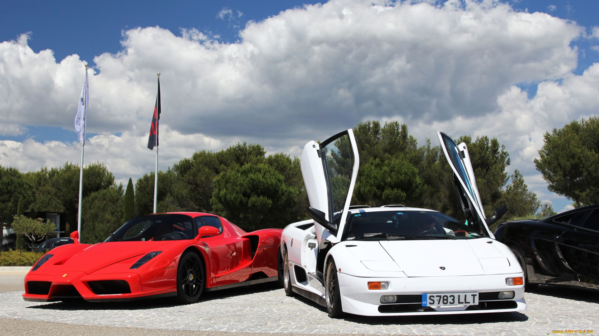 автомобили, разные, вместе, ferrari, enzo, lamborghini