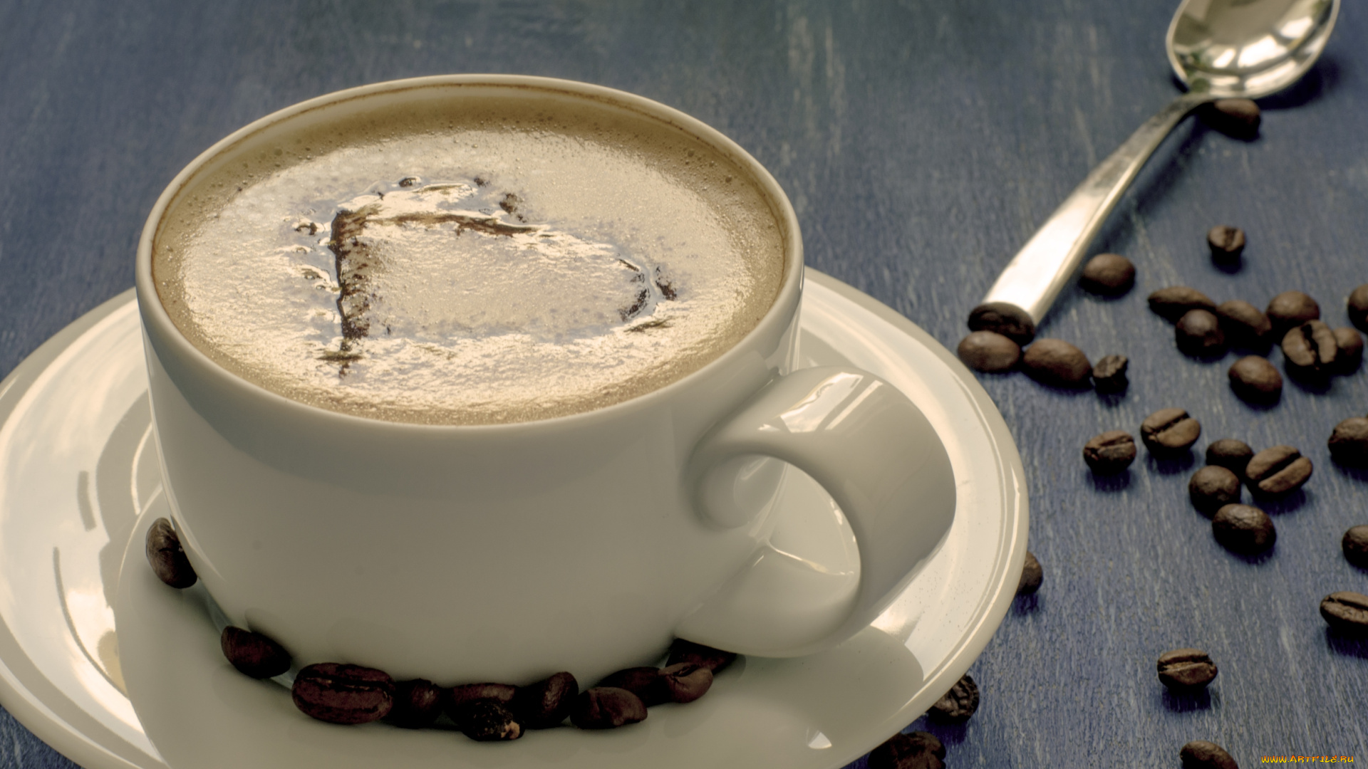 еда, кофе, кофейные, зёрна, чашка, ложка, пена