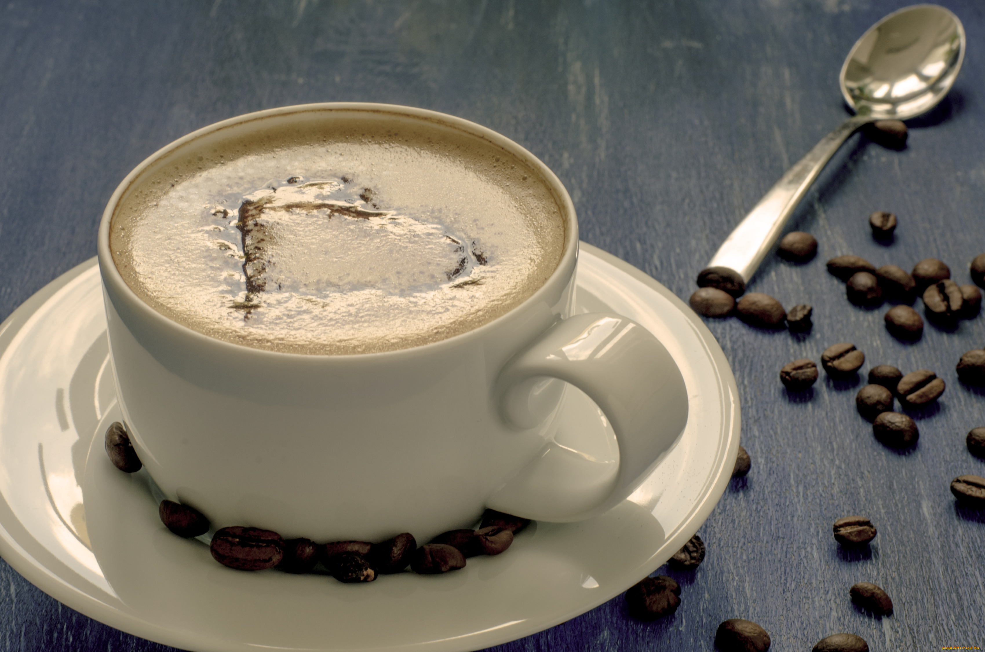 еда, кофе, кофейные, зёрна, чашка, ложка, пена