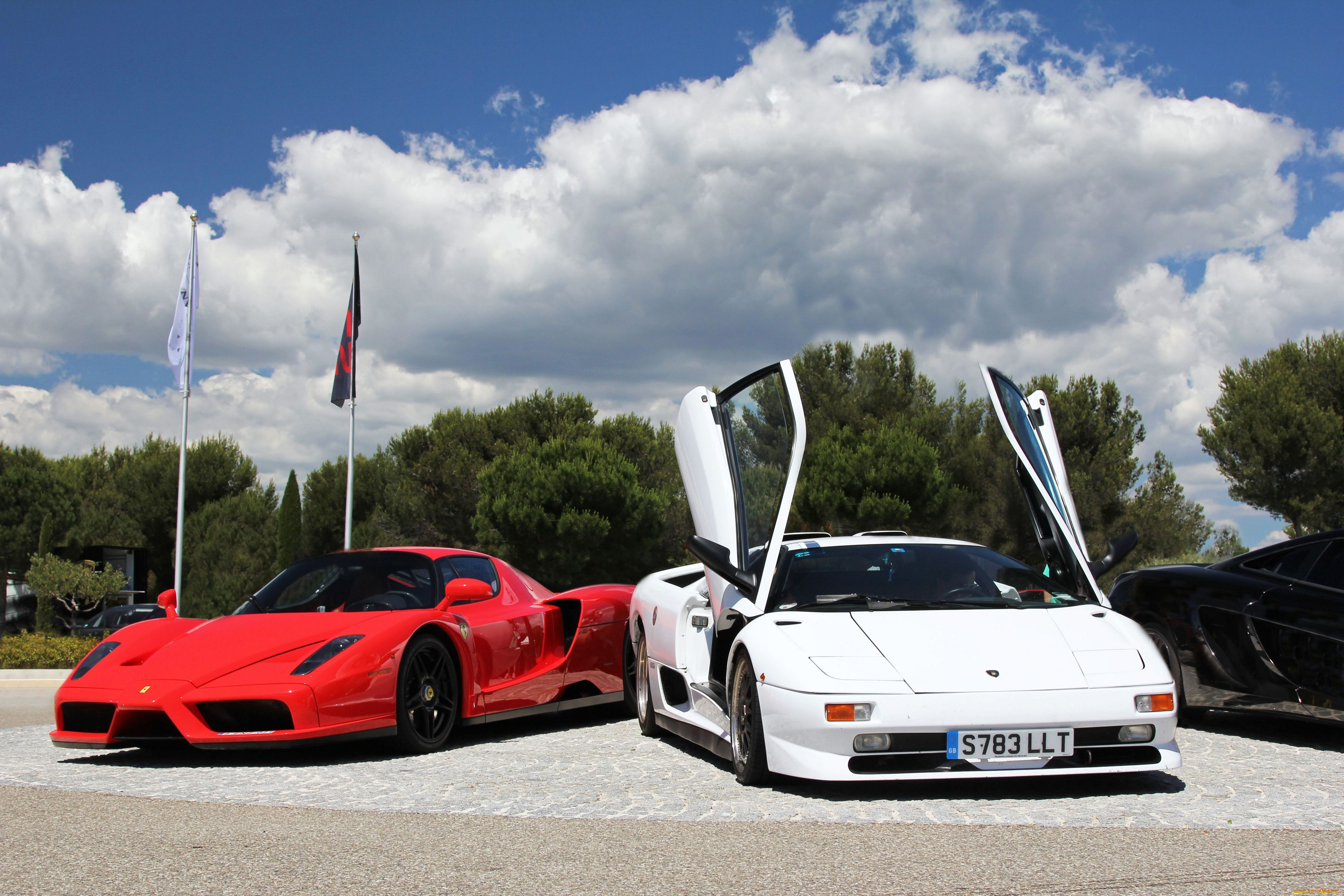 автомобили, разные, вместе, ferrari, enzo, lamborghini