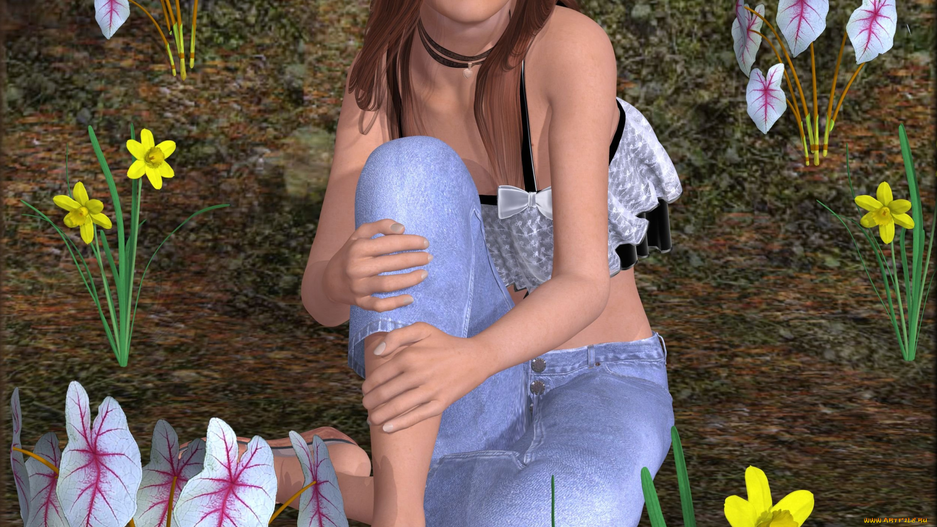 3д, графика, люди, , people, девушка, взгляд