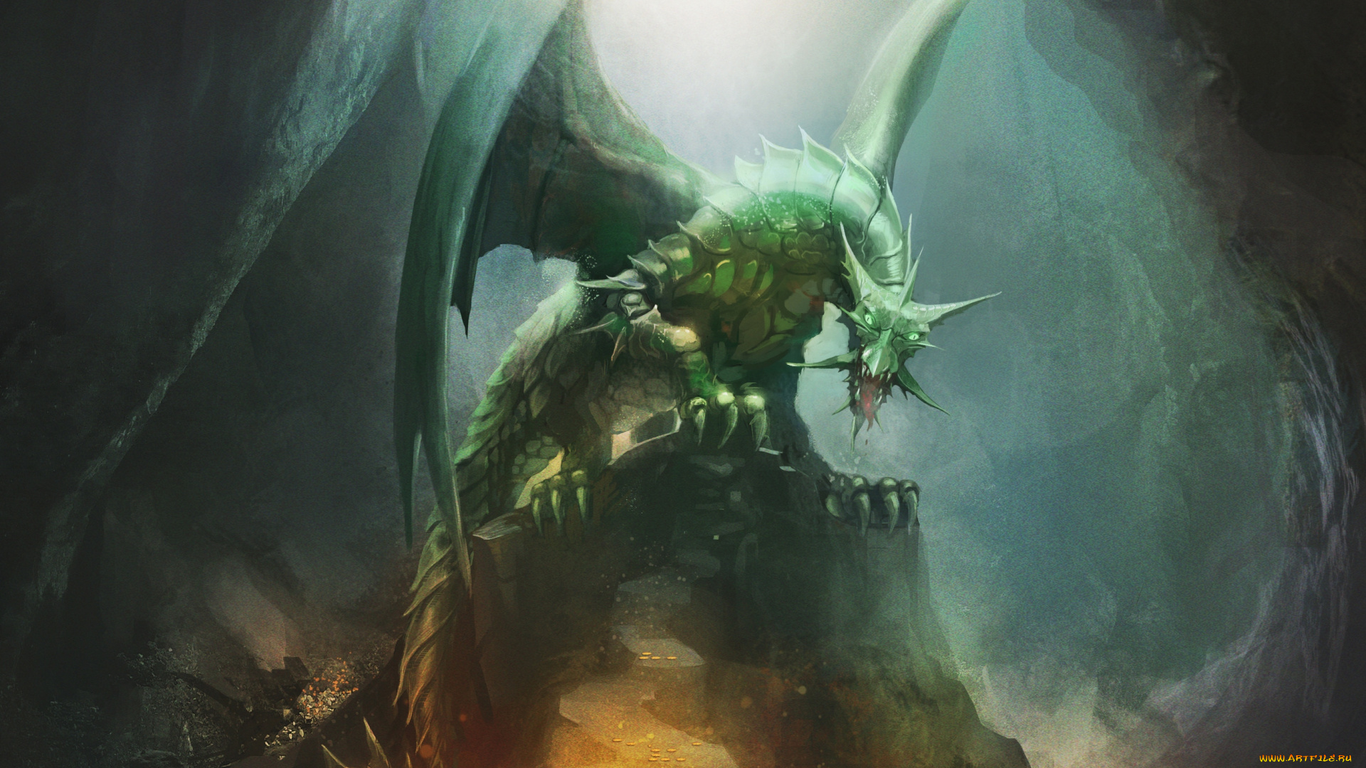 фэнтези, драконы, дракон, пасть, пещера, крылья