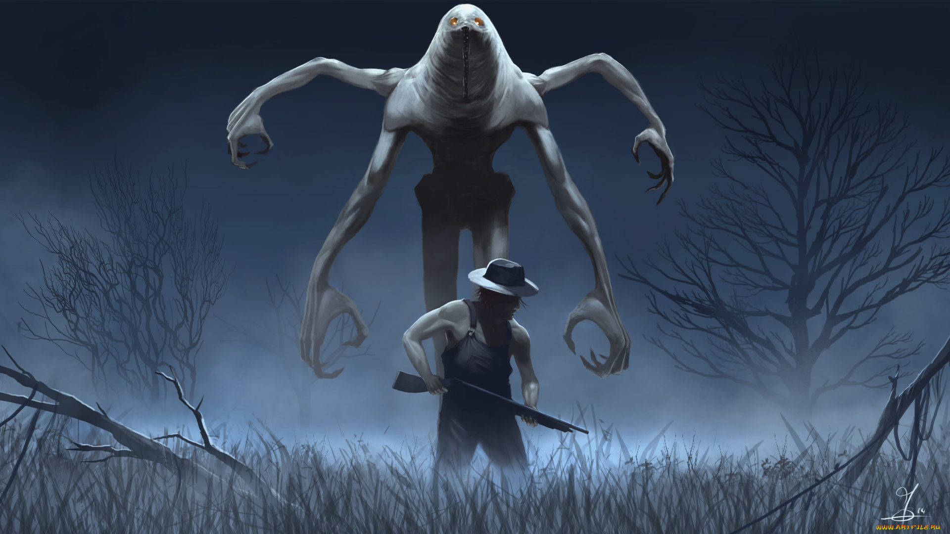 фэнтези, существа, мужик, ружьё, оружие, монстр, чудовище, существо