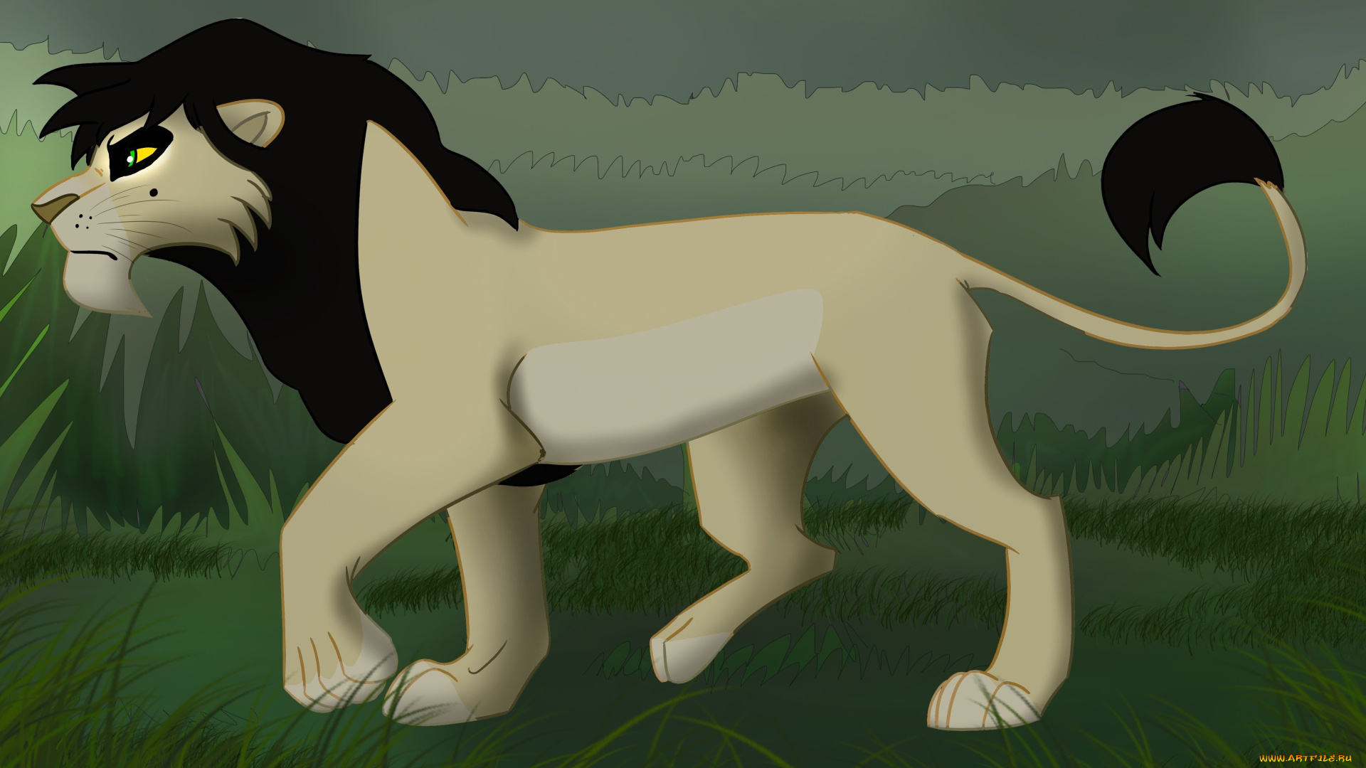 рисованные, животные, , львы, лев