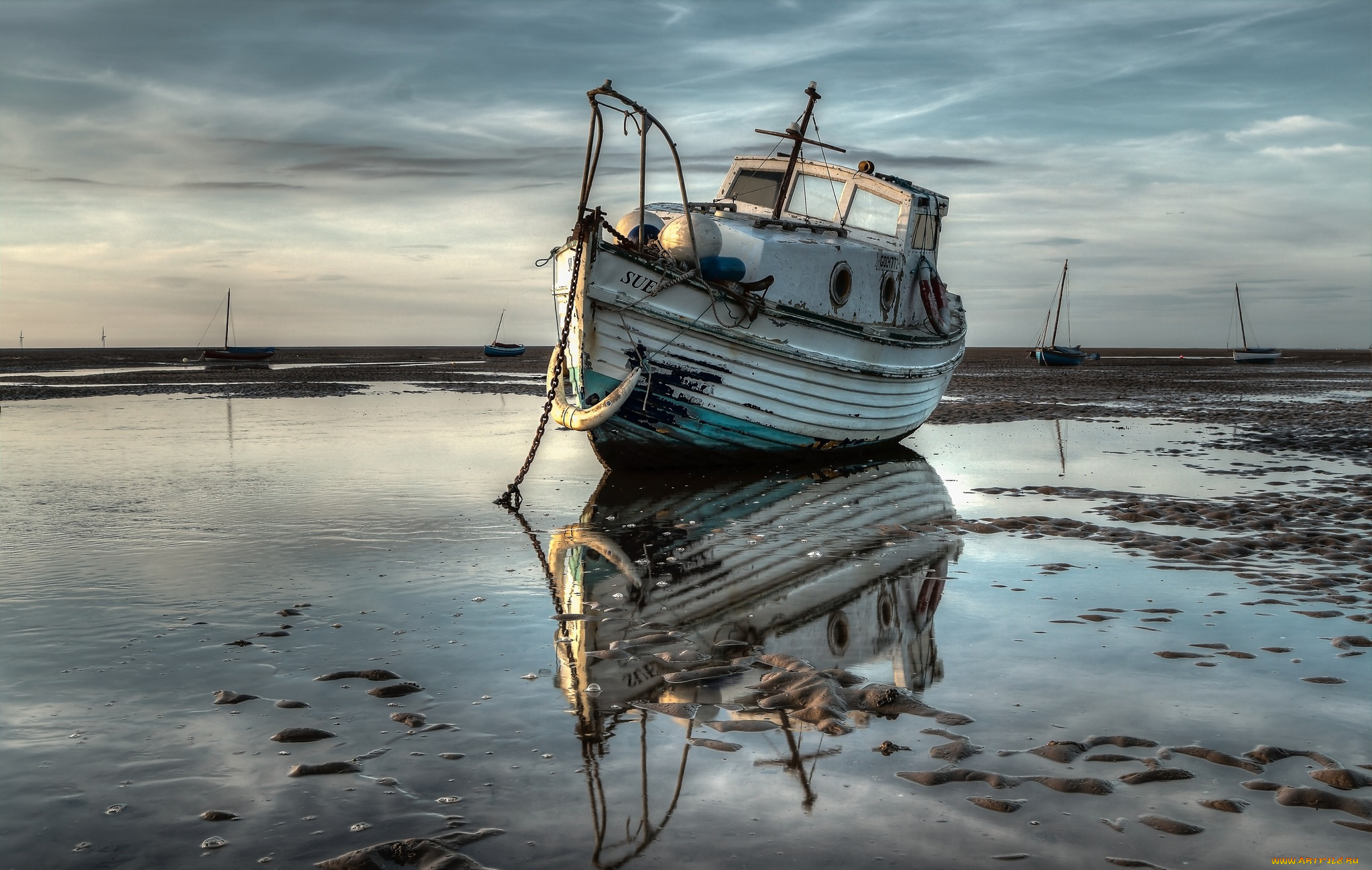 корабли, баркасы, , , буксиры, баркас, отлив