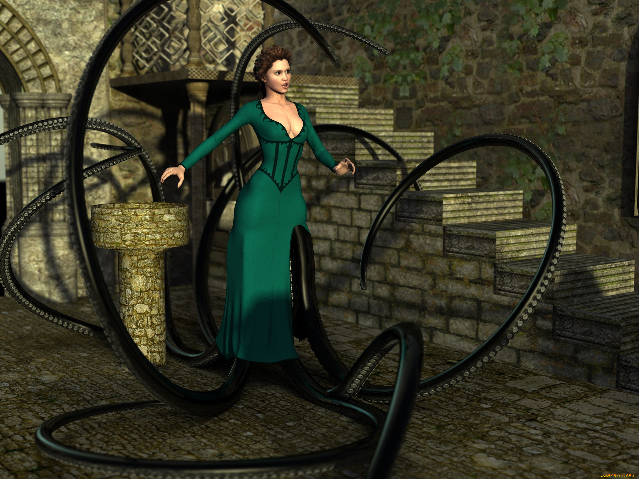 damn, 3д, графика, существа, , creatures, восминог, девушка