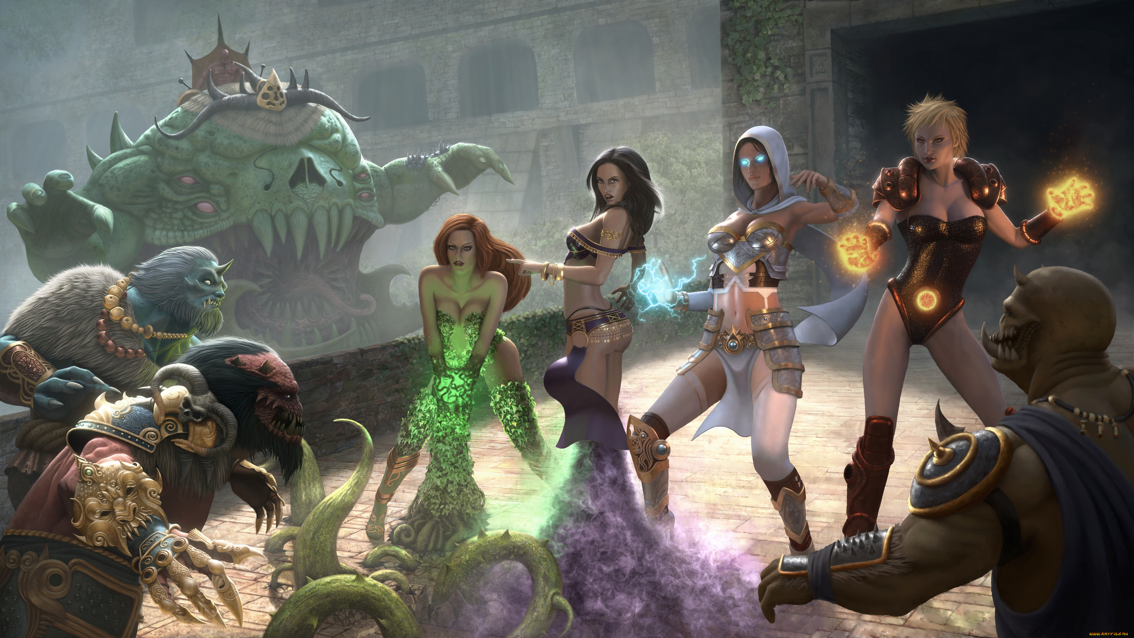 фэнтези, красавицы, и, чудовища, девушки, маги, магия, монстры, чудовища