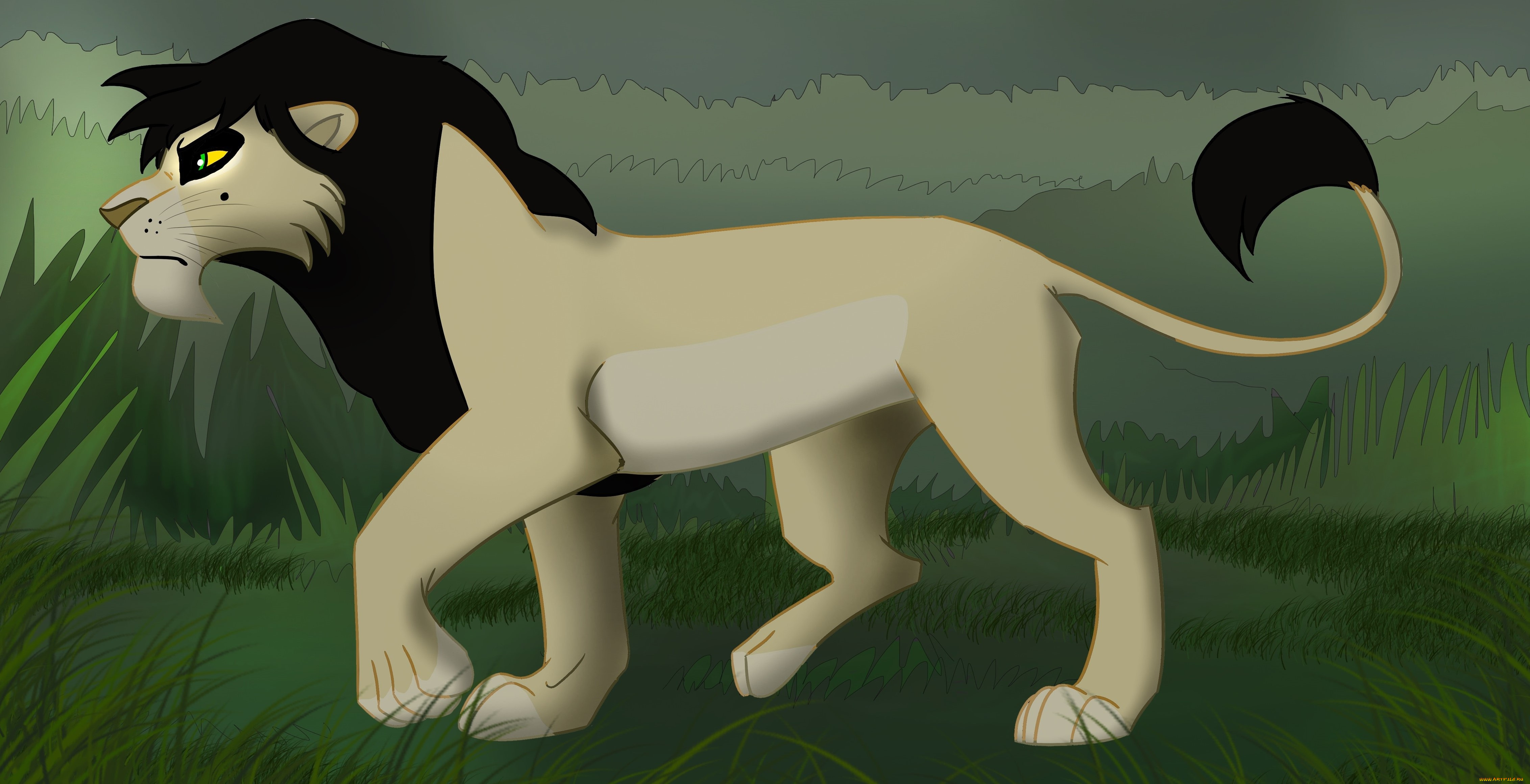 рисованные, животные, , львы, лев