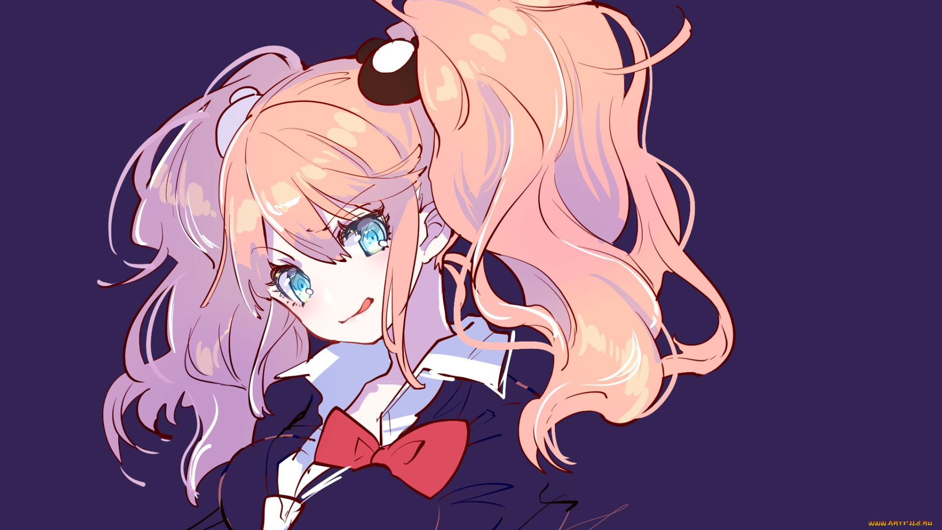 аниме, danganronpa, тёмный, фон, enoshima, junko, 778-go, dangan-ronpa, портрет, волосы, девушка, арт, взгляд