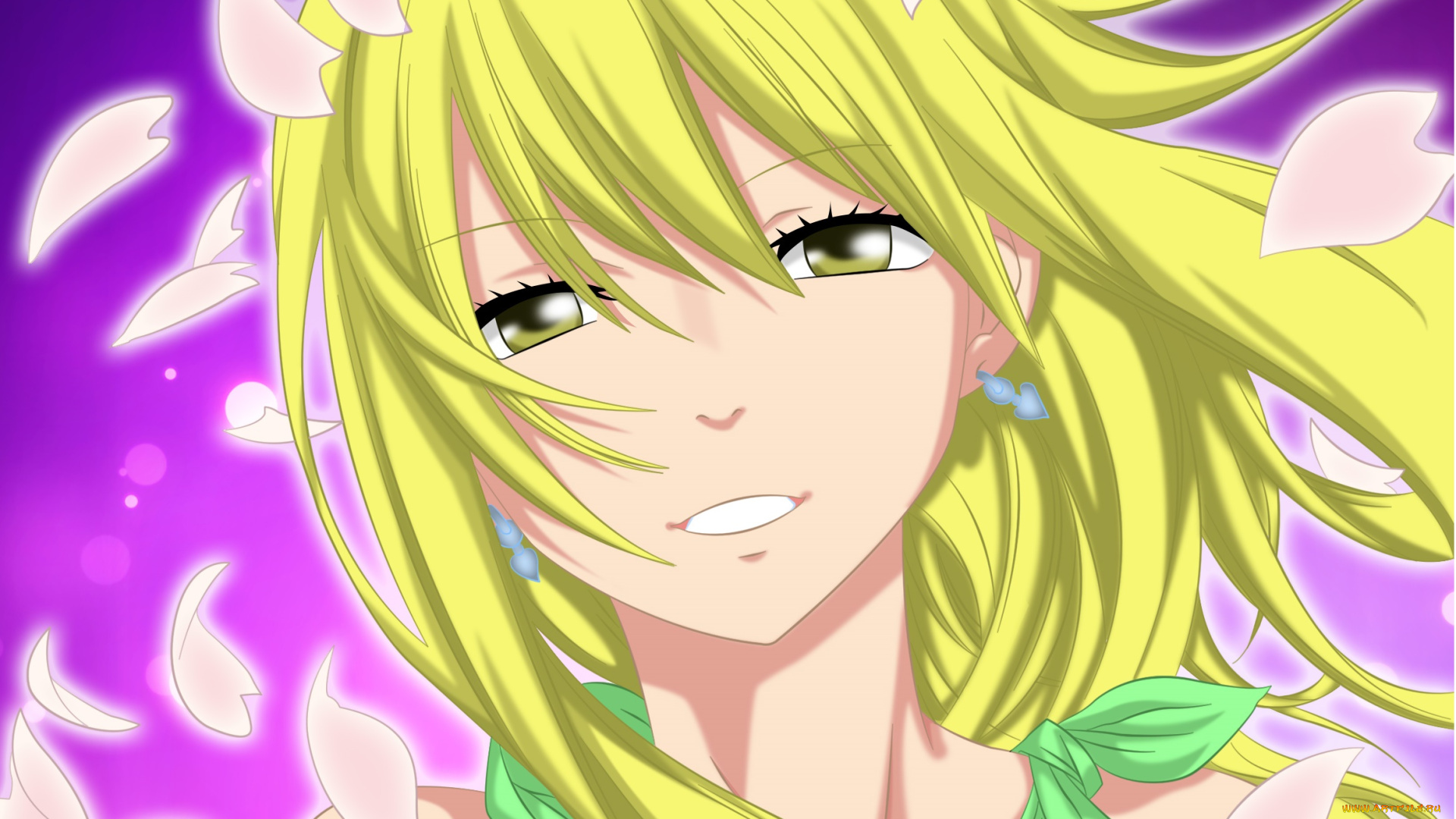 аниме, fairy, tail, lucy, heartfilia, взгляд, девушка, лепестки
