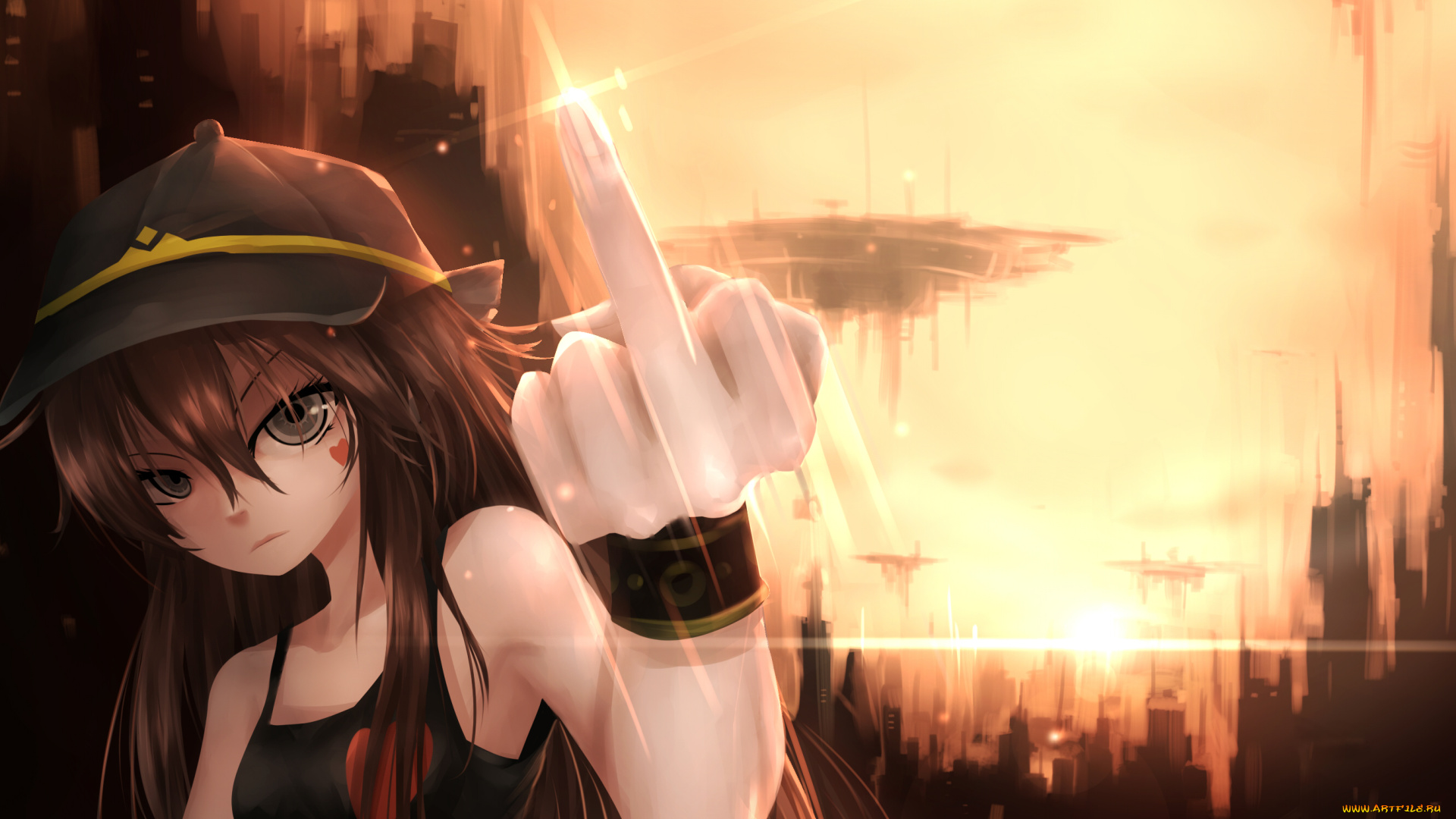 аниме, pixiv, fantasia, bai, yemeng, pixiv, fantasia, фантастика, город, взгляд, девушка