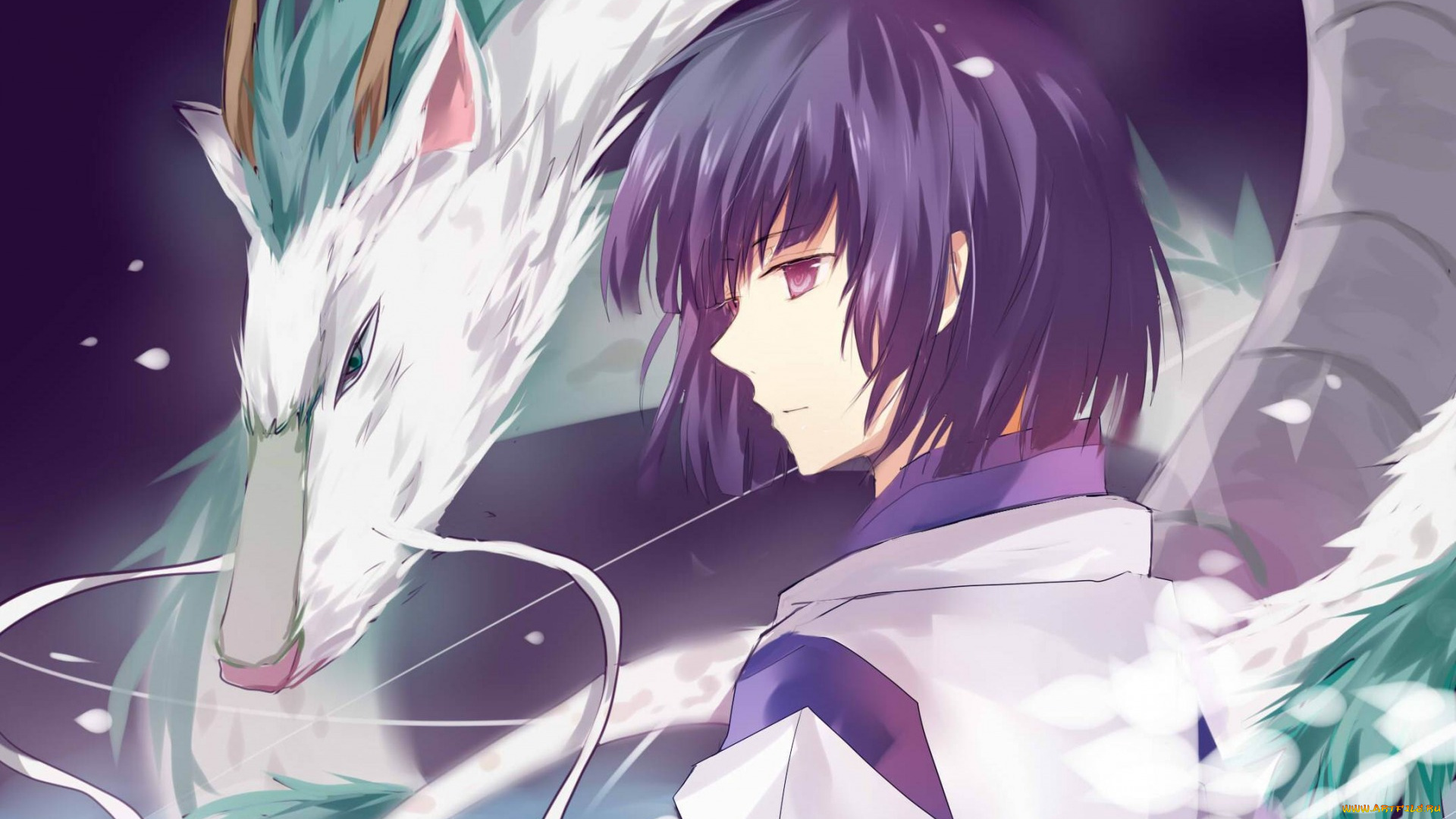 аниме, spirited, away, дракон, парень, haku