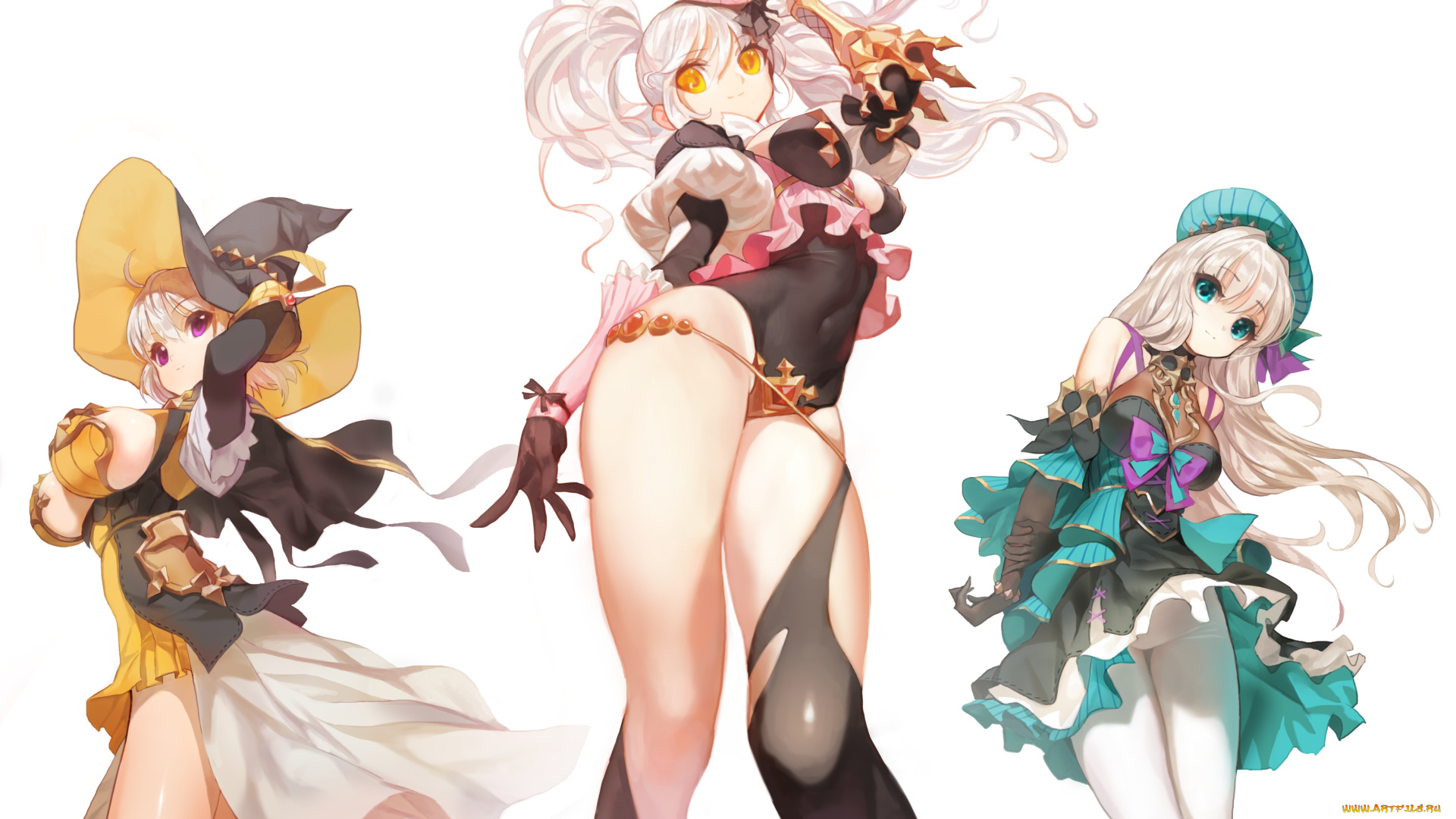 аниме, unknown, , другое, трио, фон, эротика, девушки, арт, yang-do