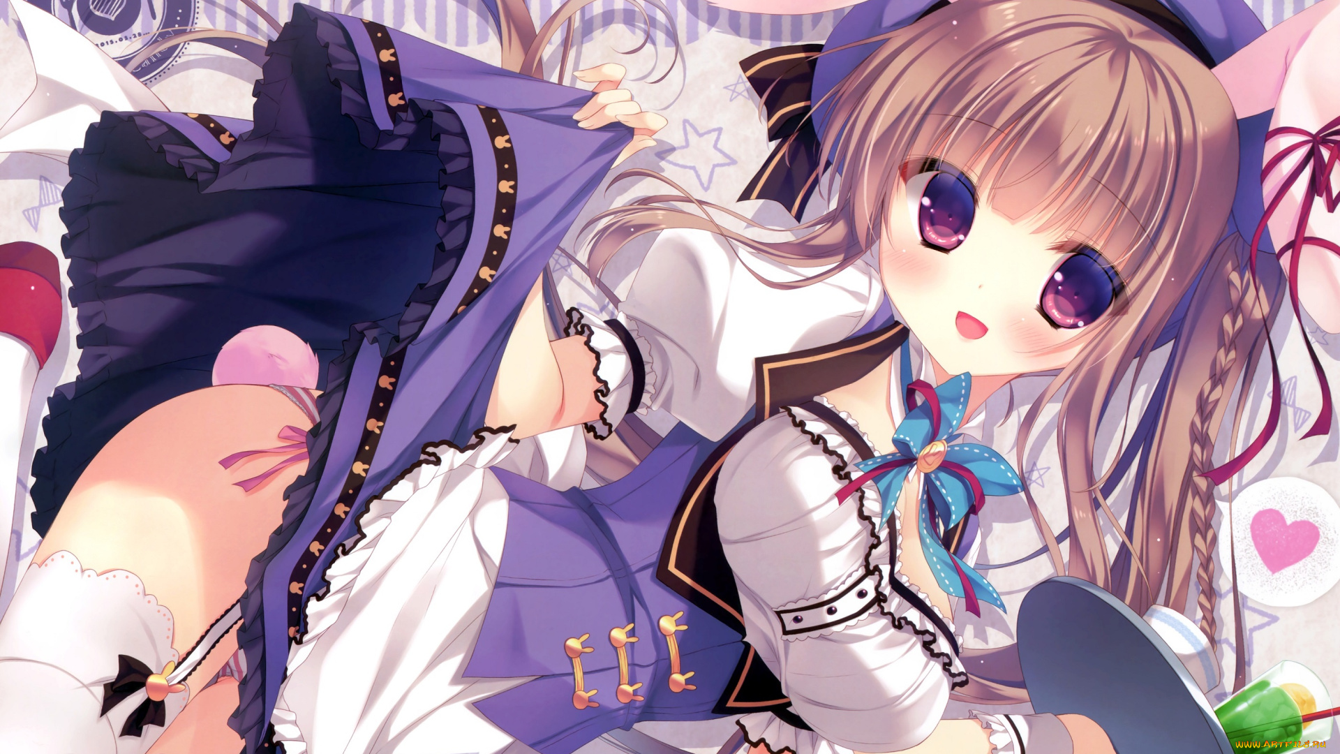 аниме, животные, , существа, взгляд, девочка, арт, yukie