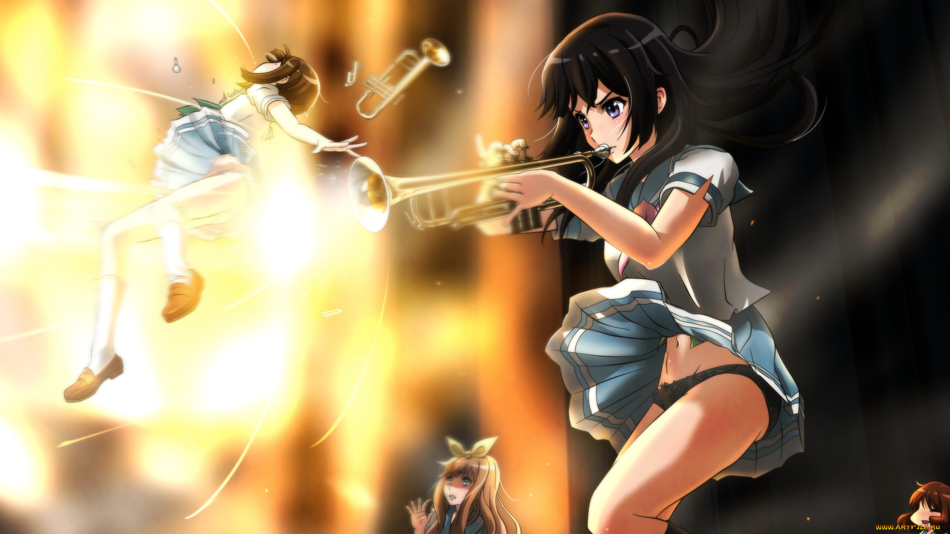 hibike, euphonium, аниме, музыка, genya67, арт, свет, nakaseko, kaori, kousaka, reina, hibike, euphonium, девушки, yoshikawa, yuuko, oumae, kumiko