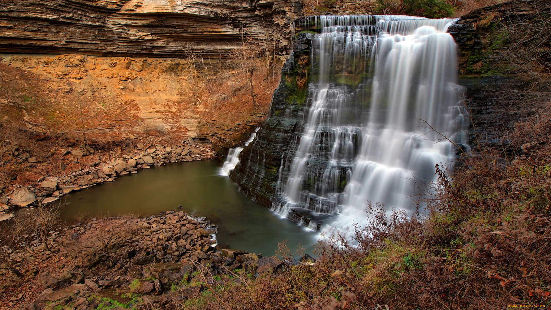 природа, водопады, лес, водопад, река