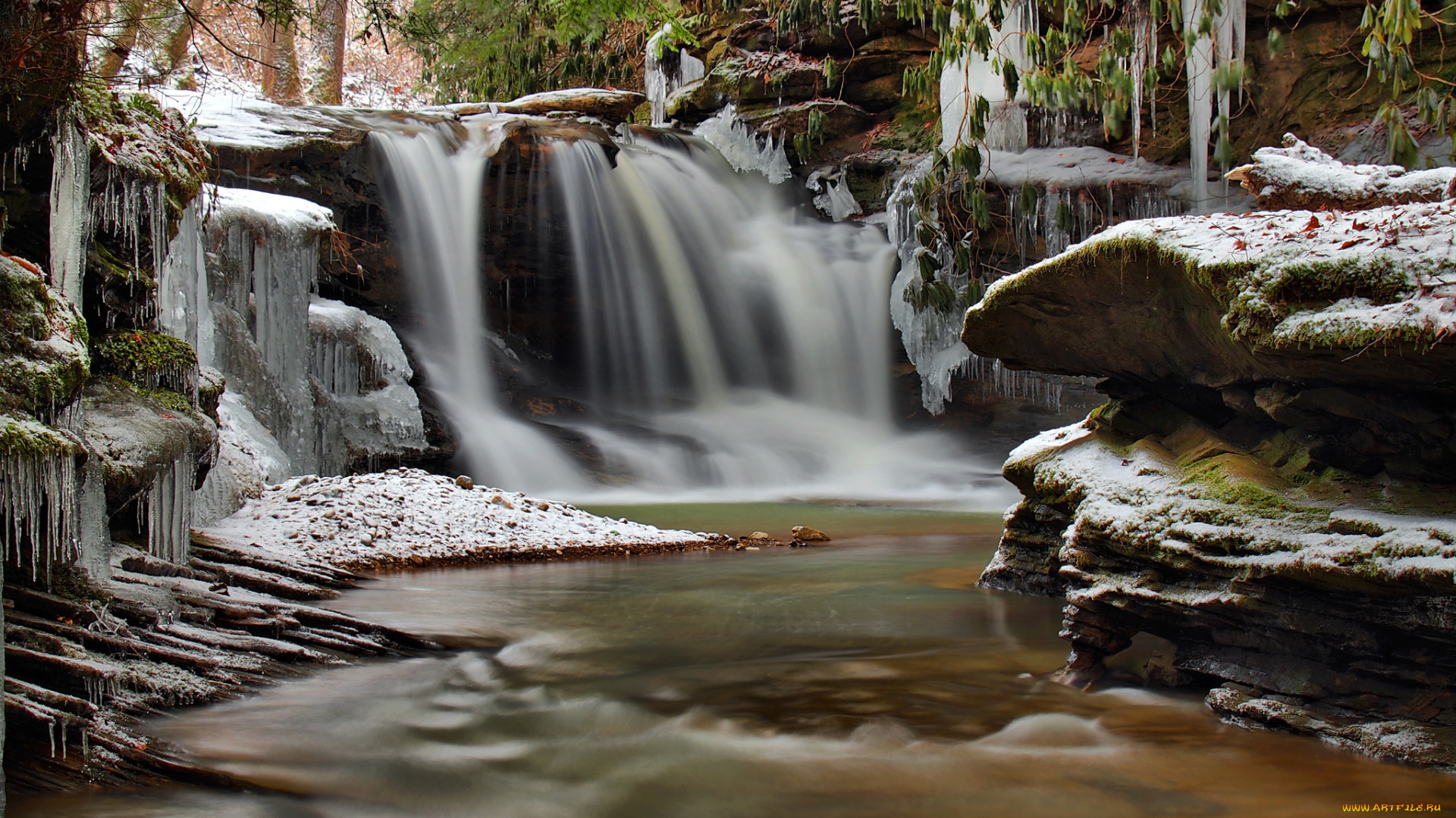 природа, водопады, река, водопад, лес