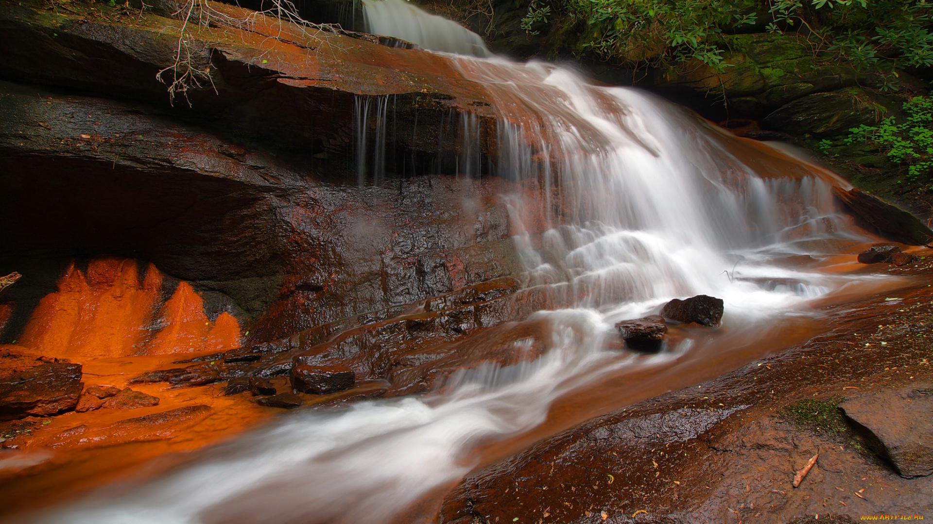 природа, водопады, водопад, река, лес