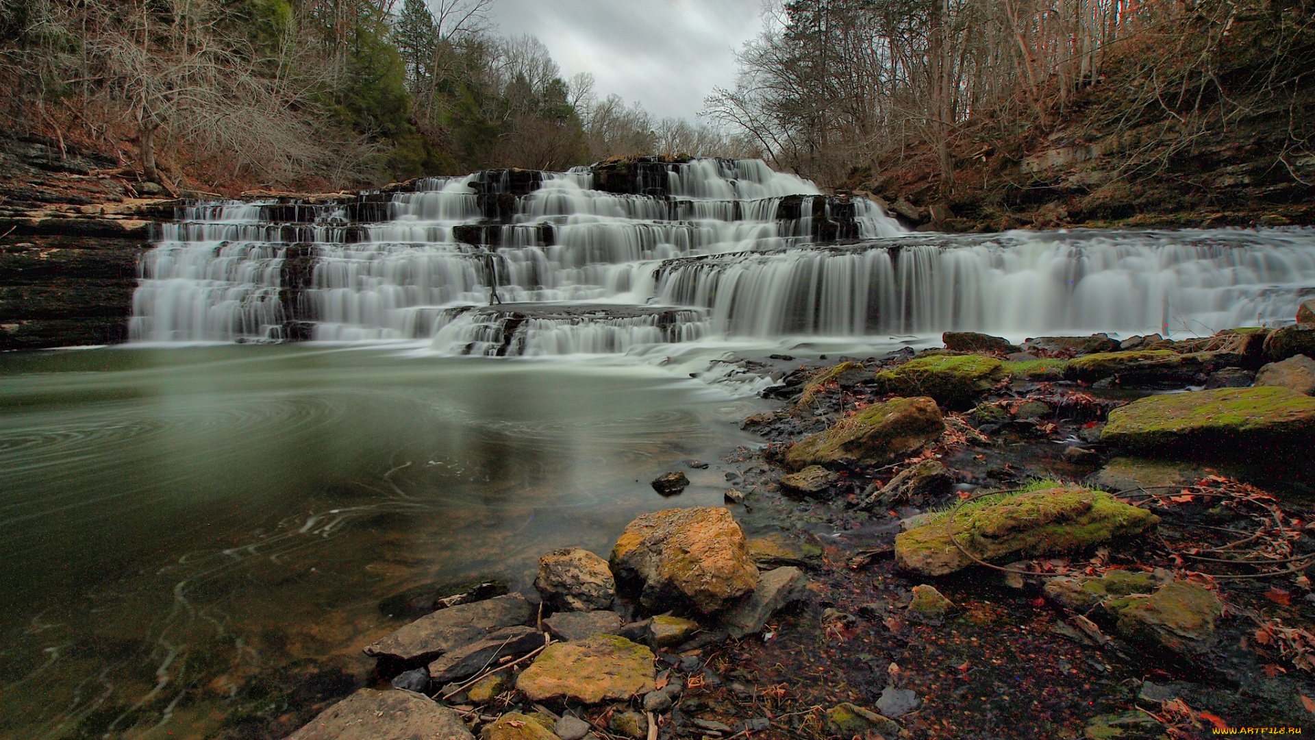 природа, водопады, водопад, река, лес