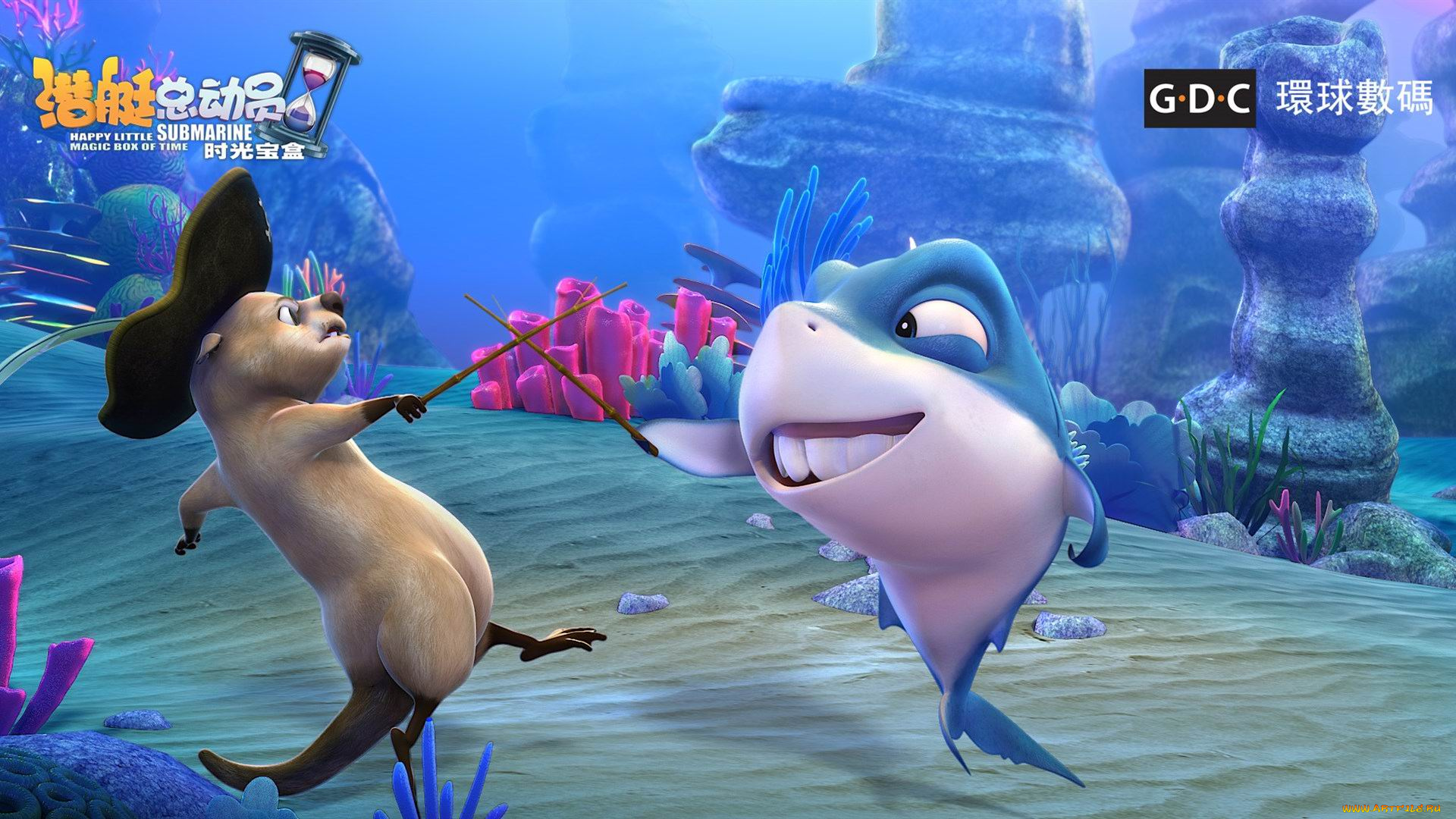 submarine, story, 5, мультфильмы, -unknown, , разное, бобр, фехтование, море, дельфин