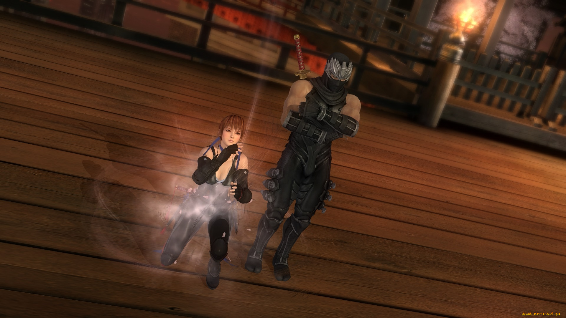 видео, игры, dead, or, alive, 5, самурай, поза, оружие, фон, взгляд, девушка