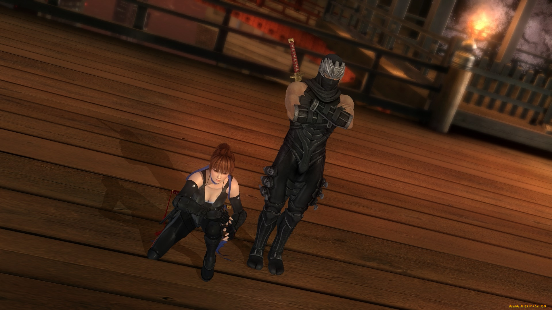 видео, игры, dead, or, alive, 5, самурай, поза, оружие, фон, взгляд, девушка