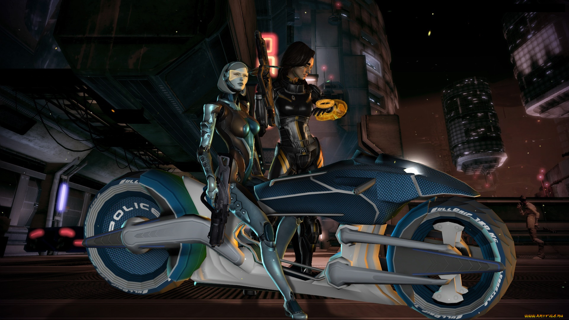 видео, игры, mass, effect, оружие, фон, взгляд, девушки