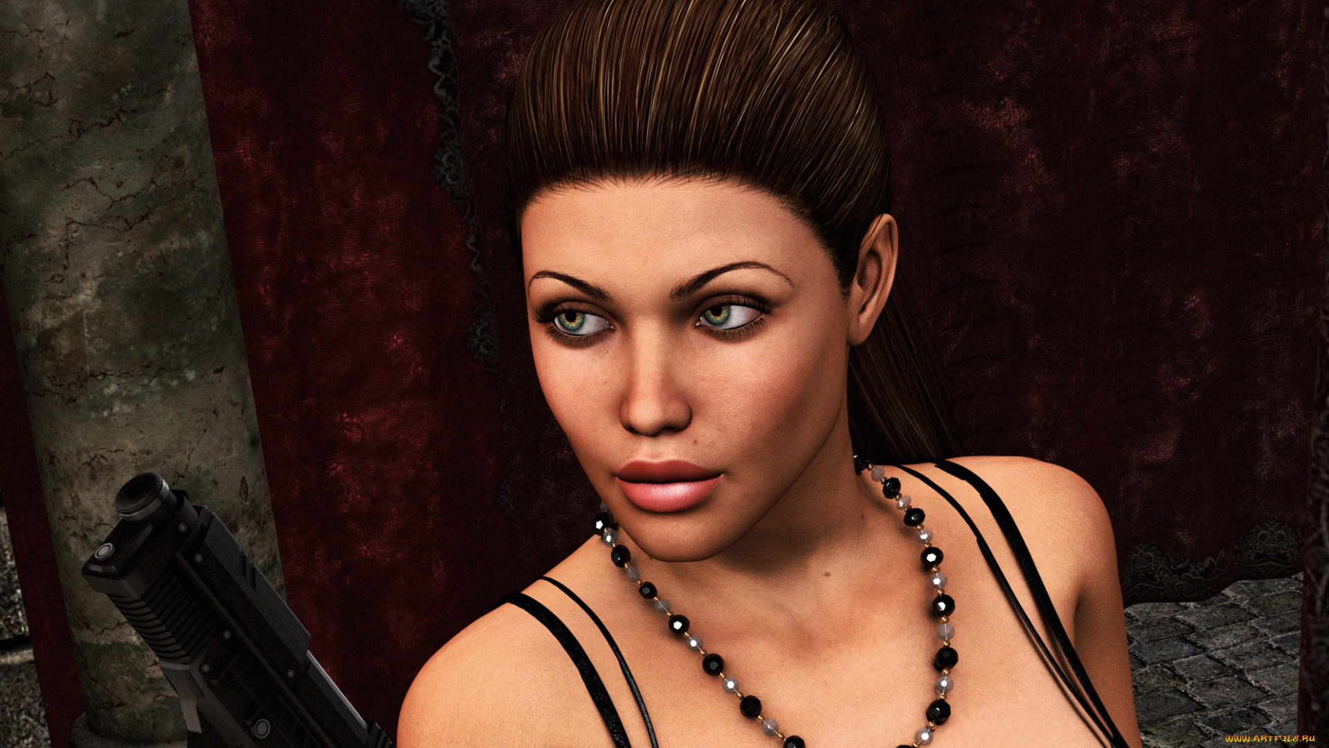 видео, игры, tomb, raider, 2013, девушка, оружие, фон, взгляд