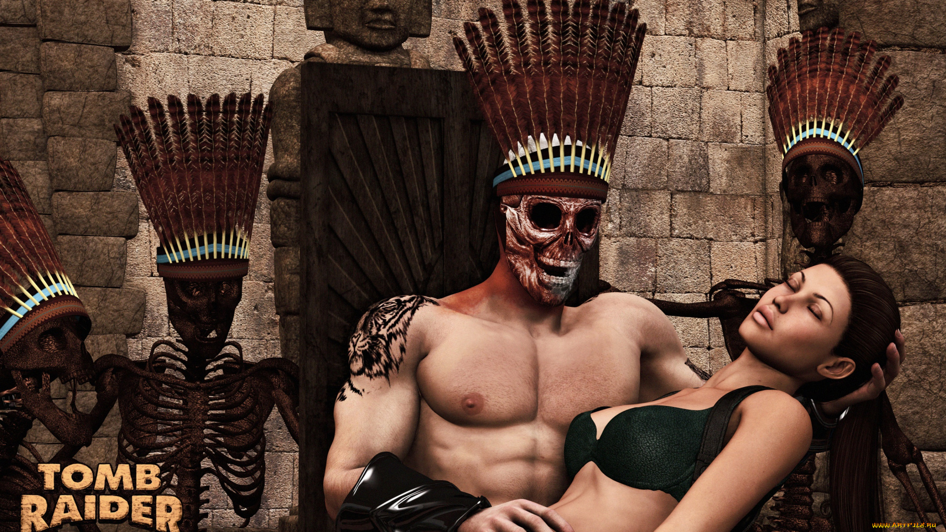 видео, игры, tomb, raider, 2013, маска, мужчина, фон, девушка