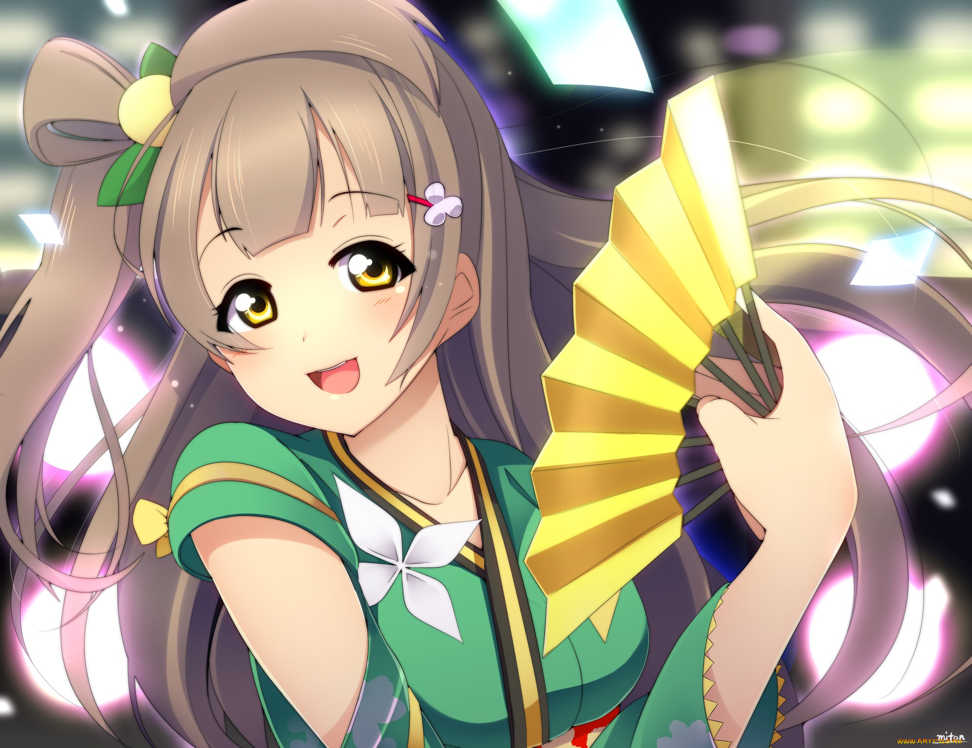 аниме, love, live, , school, idol, project, девочка, арт, minami, kotori, miton15, веер, love, live, school, idol, project