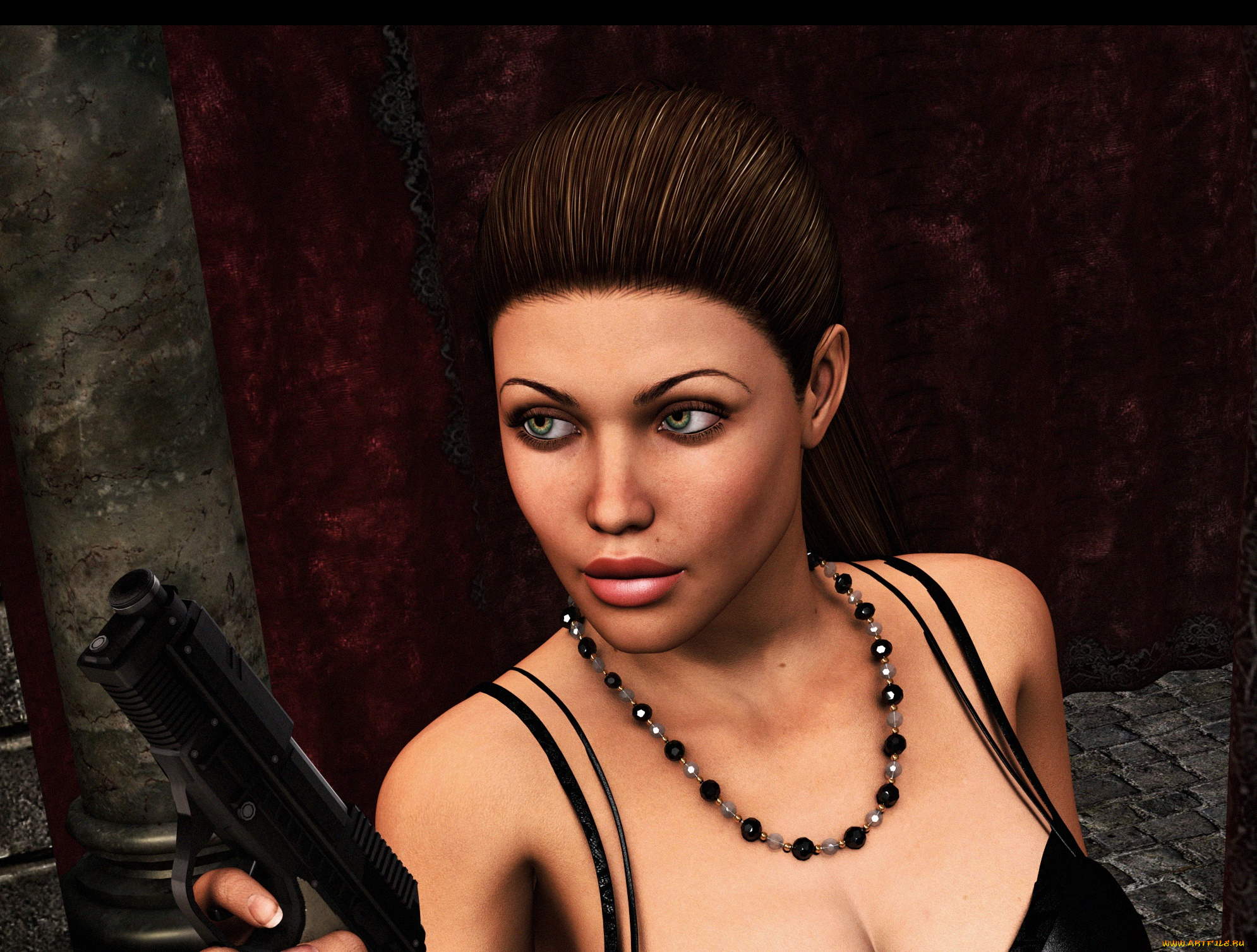 видео, игры, tomb, raider, 2013, девушка, оружие, фон, взгляд