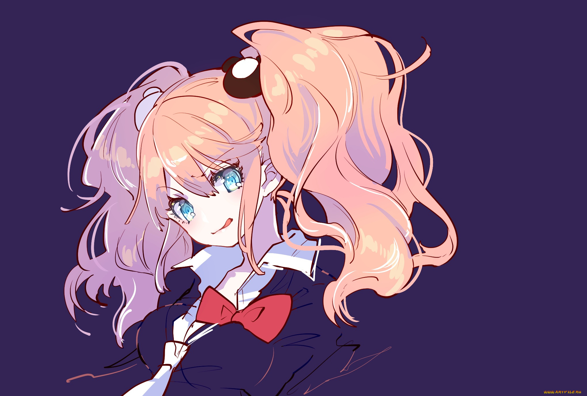 аниме, danganronpa, тёмный, фон, enoshima, junko, 778-go, dangan-ronpa, портрет, волосы, девушка, арт, взгляд