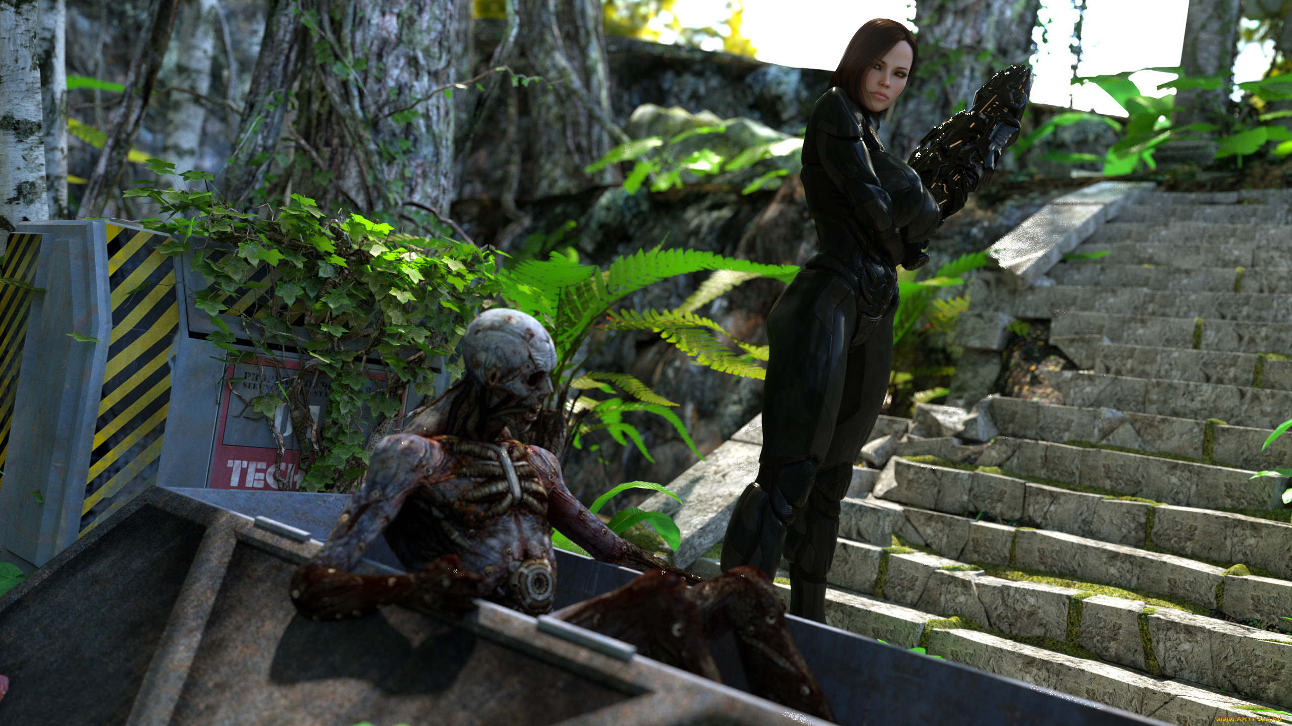 видео, игры, mass, effect, fan, art, mass, effect, husk, костюм, девушка