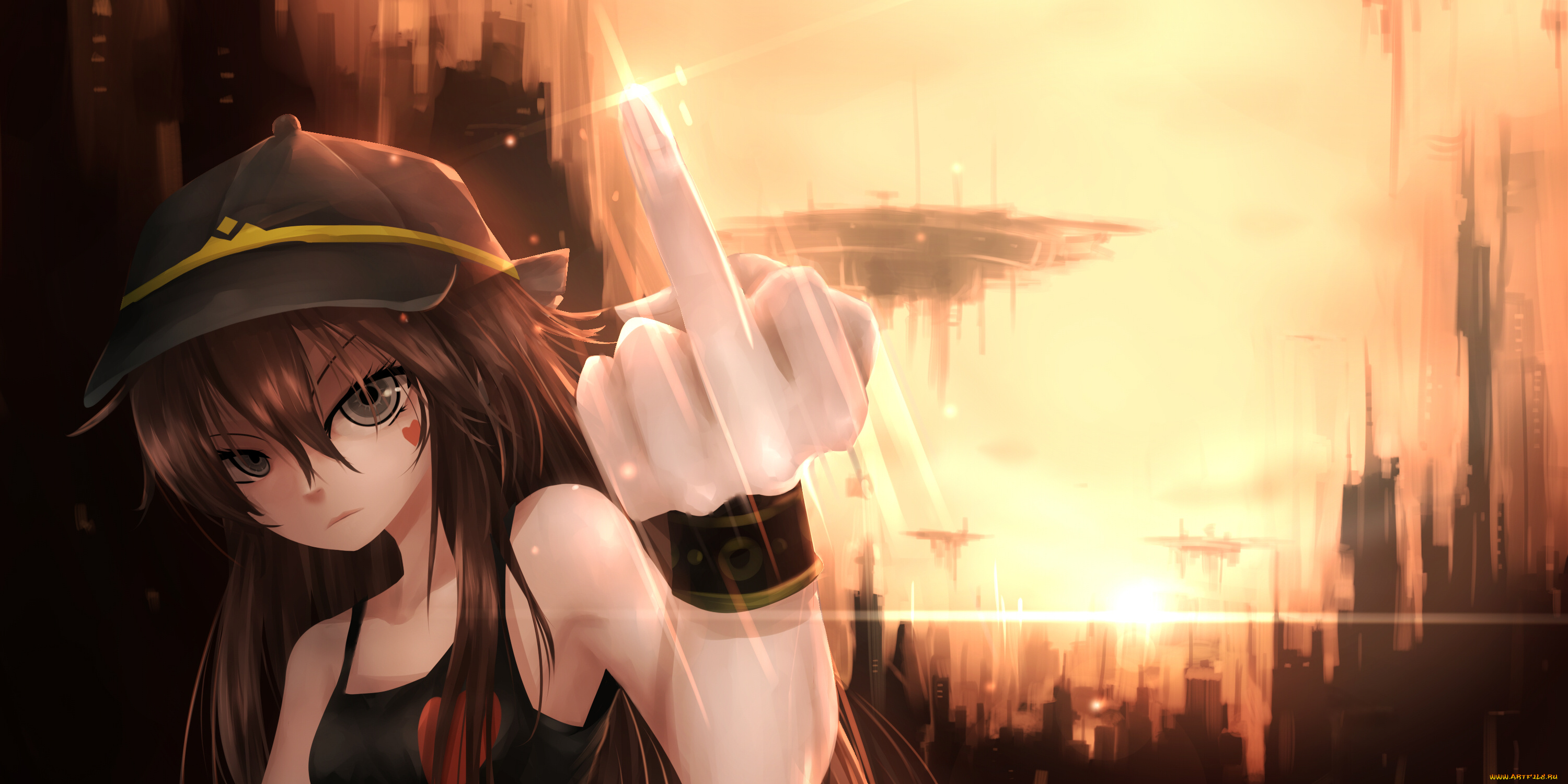 аниме, pixiv, fantasia, bai, yemeng, pixiv, fantasia, фантастика, город, взгляд, девушка