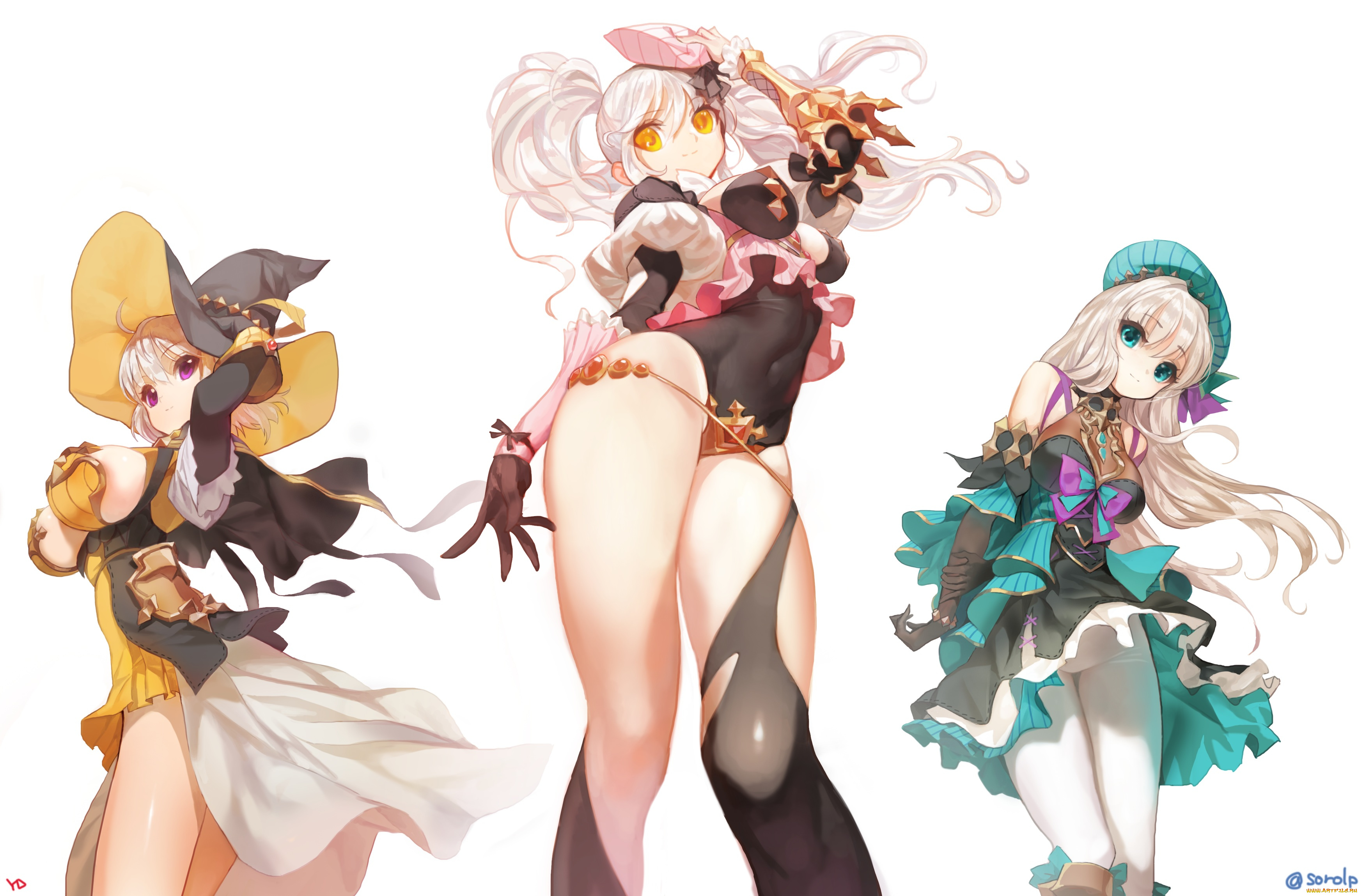 аниме, unknown, , другое, трио, фон, эротика, девушки, арт, yang-do