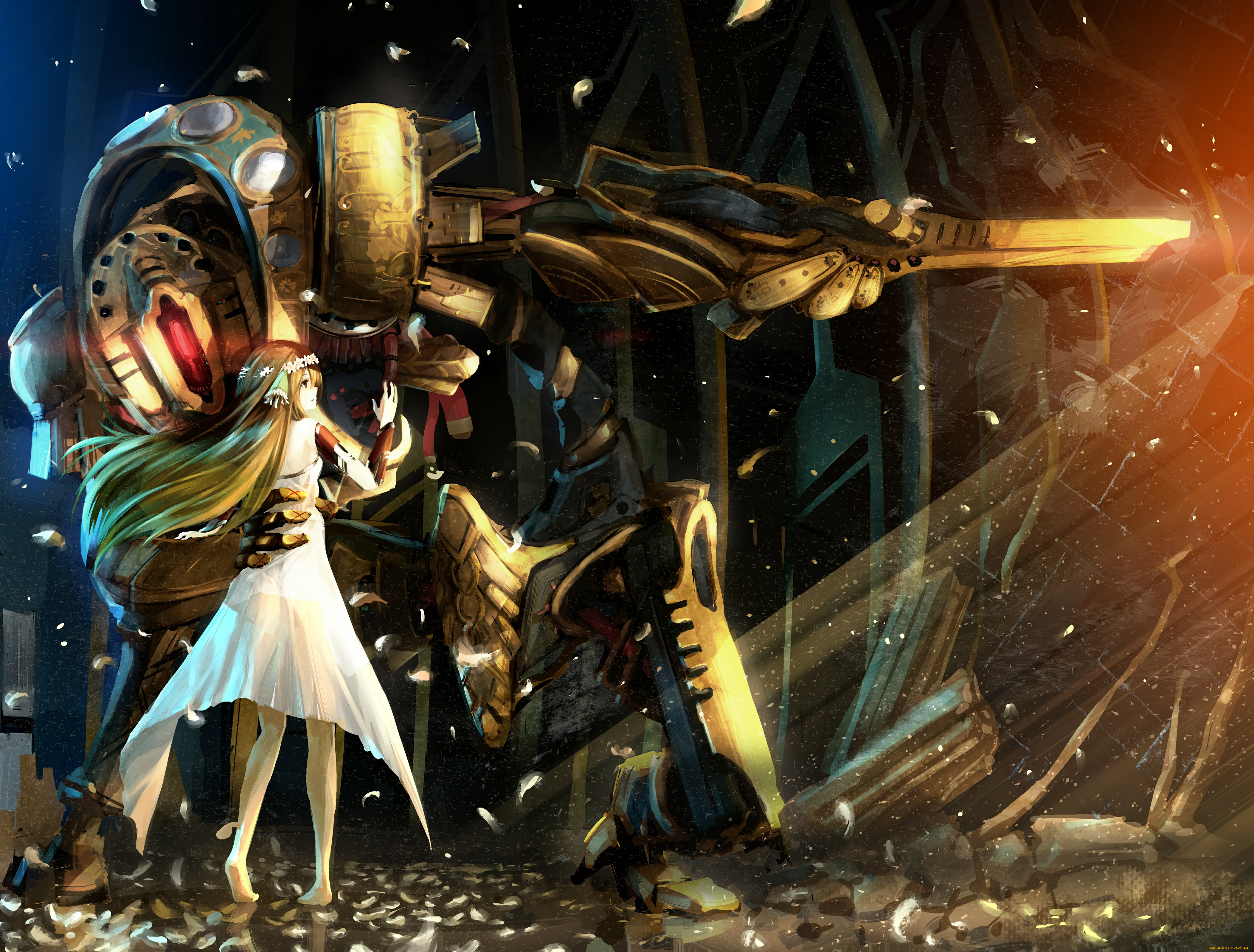 аниме, оружие, , техника, , технологии, surge, concerto, ion, earthes, ar, nosurge, ode, to, an, unborn, star, девочка, лучи, свет, меч, робот, арт