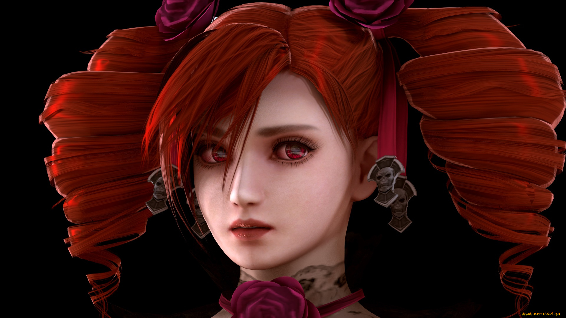 3д, графика, портрет, , portraits, рыжая, взгляд, фон, девушка