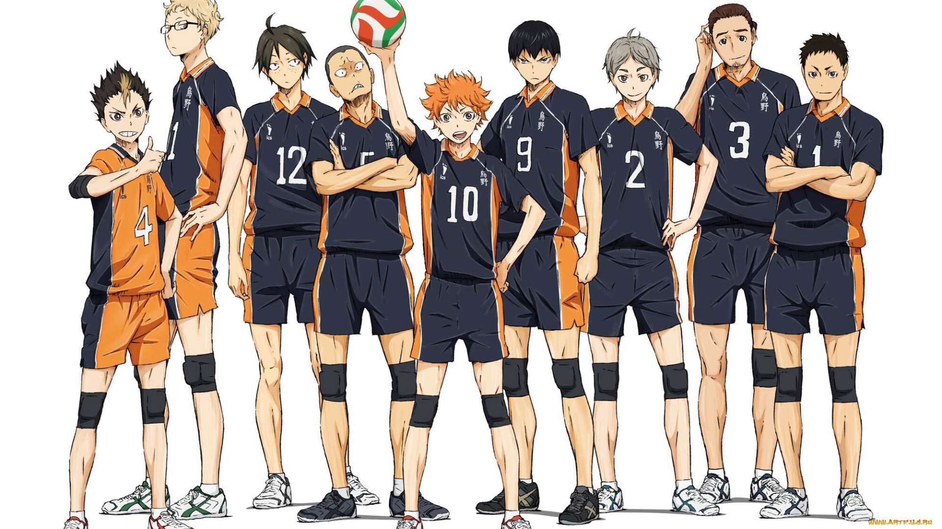 аниме, haikyuu, карасуно, парни, команда