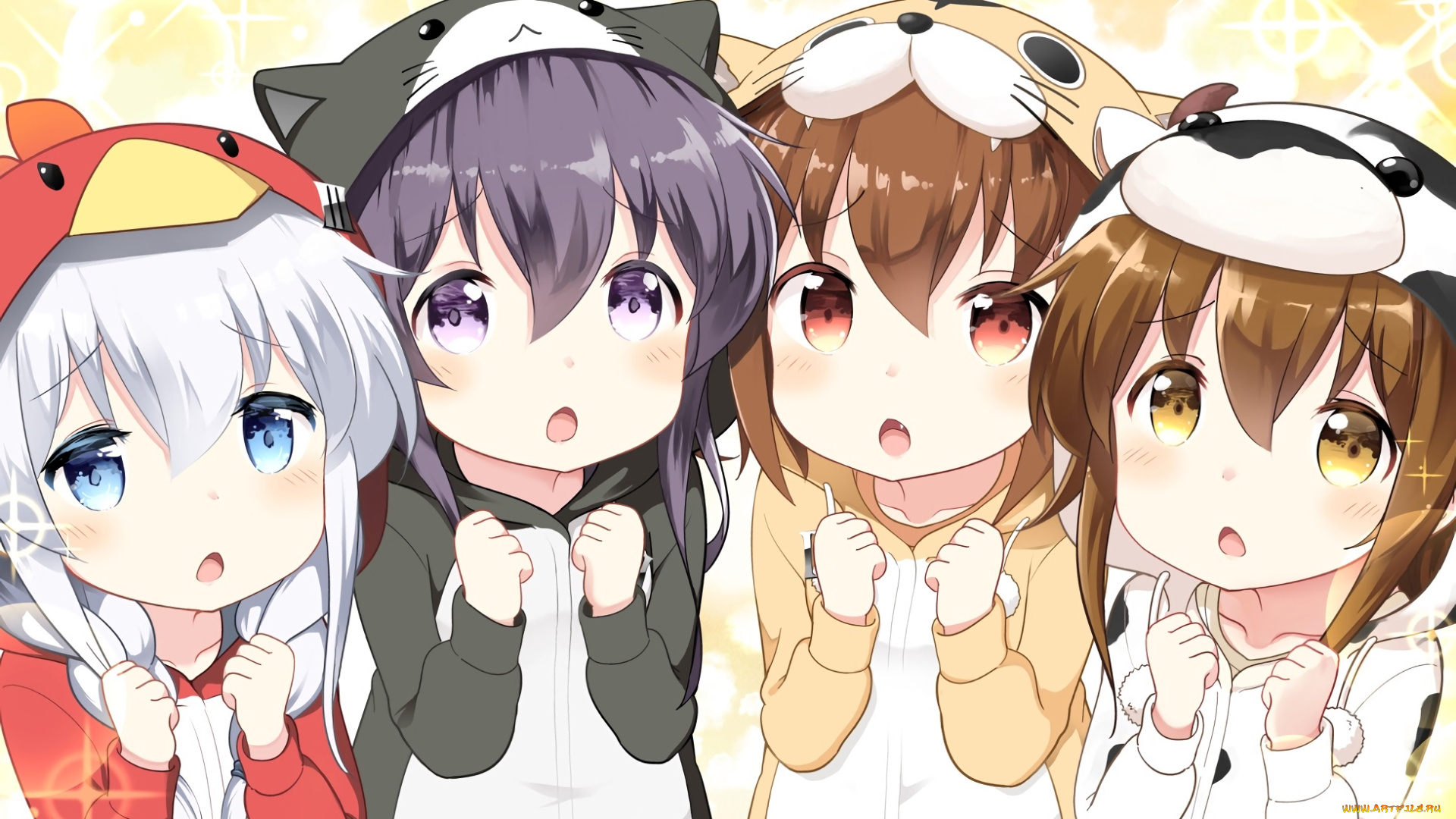 аниме, kantai, collection, девушки, взгляд, фон