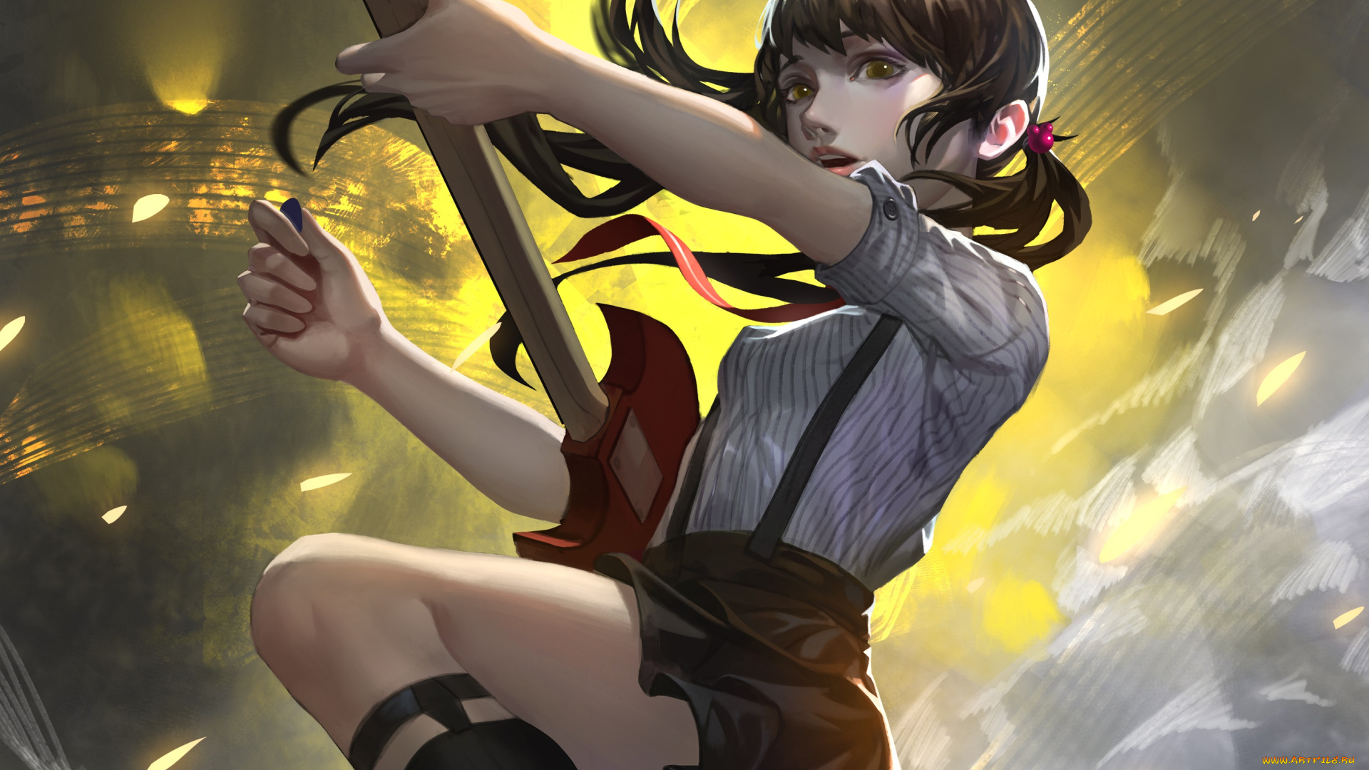 аниме, музыка, гитара, девушка