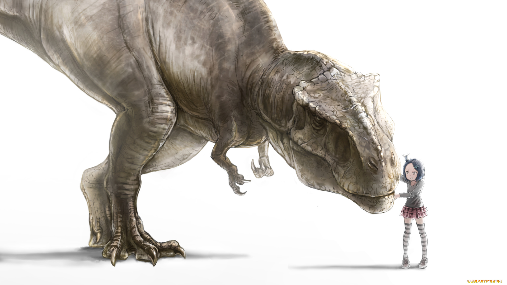 аниме, животные, , существа, девочка, динозавр