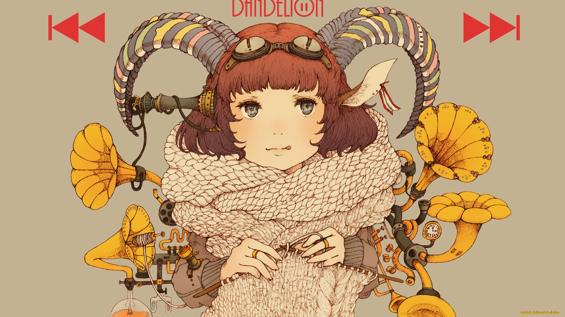 аниме, животные, , существа, девочка, рога