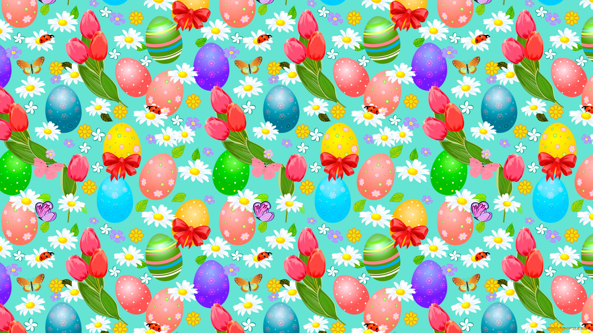 векторная, графика, другое, , other, яйца, бабочки, банты, ромашки, тюльпаны, жуки, цветы, пасха