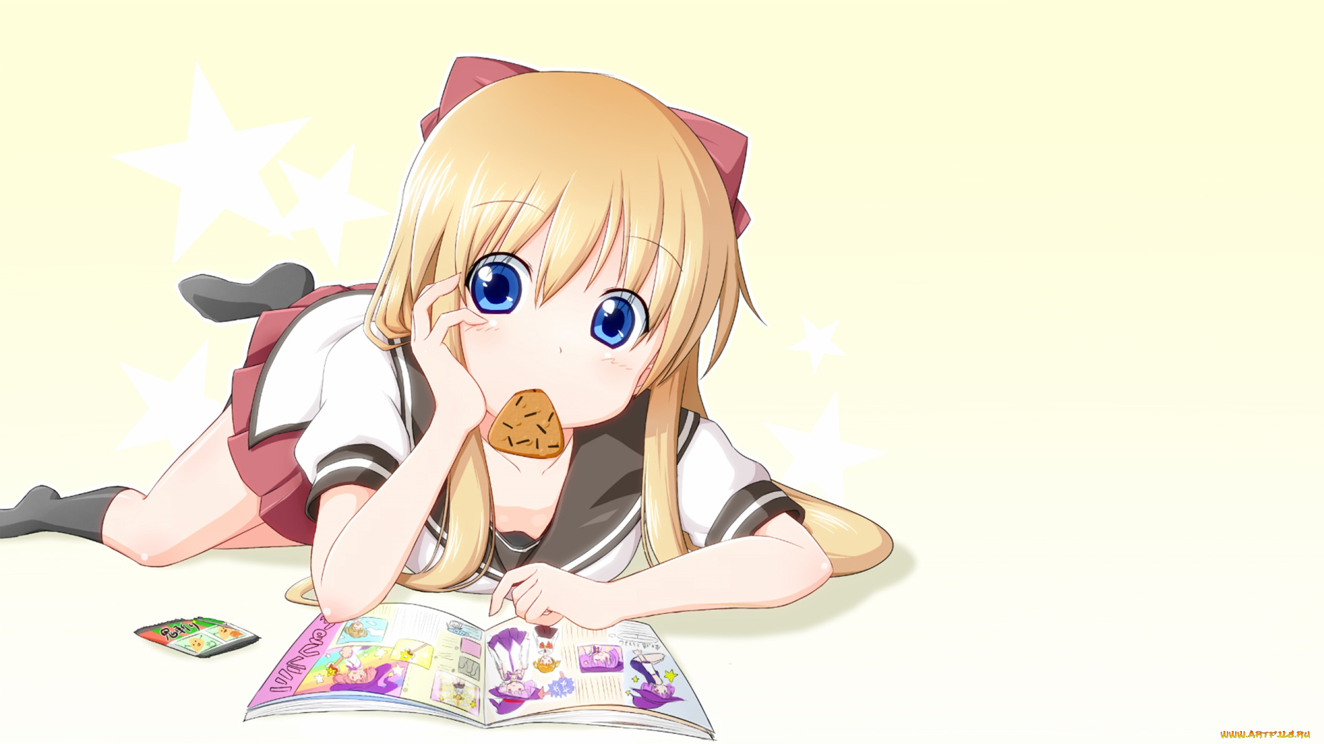 yuru, yuri, аниме, фон, взгляд, девушка