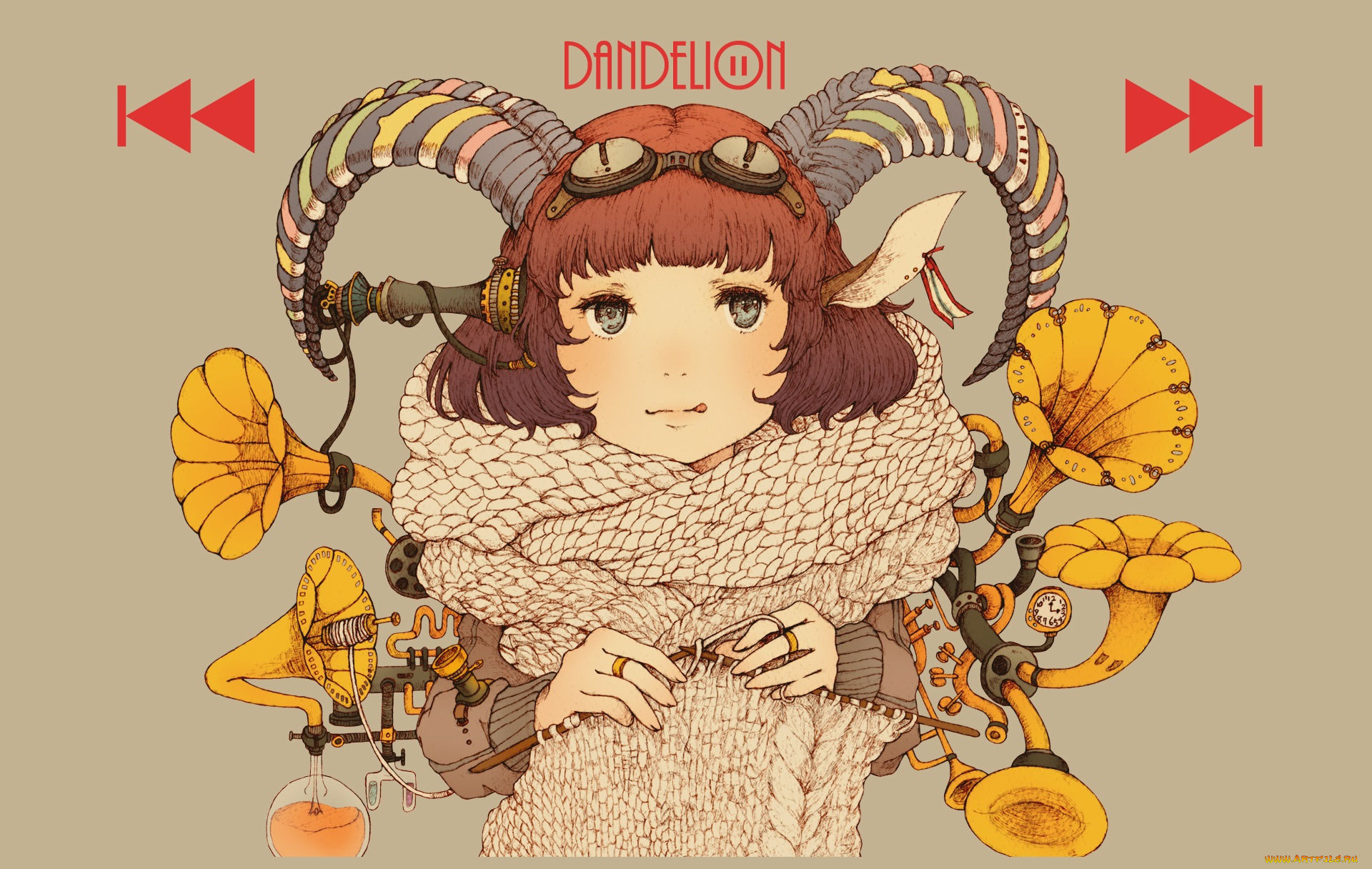 аниме, животные, , существа, девочка, рога