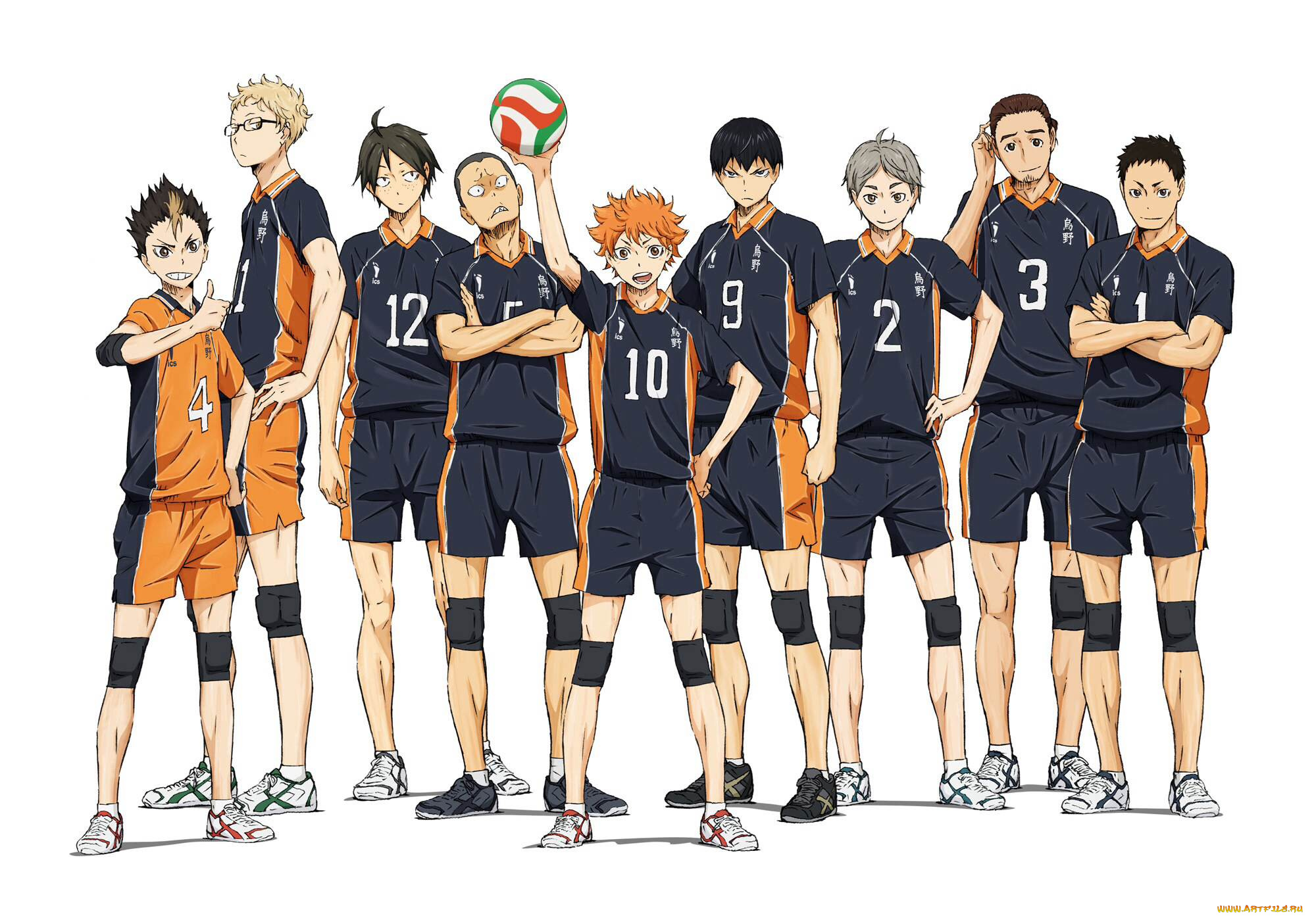 аниме, haikyuu, карасуно, парни, команда