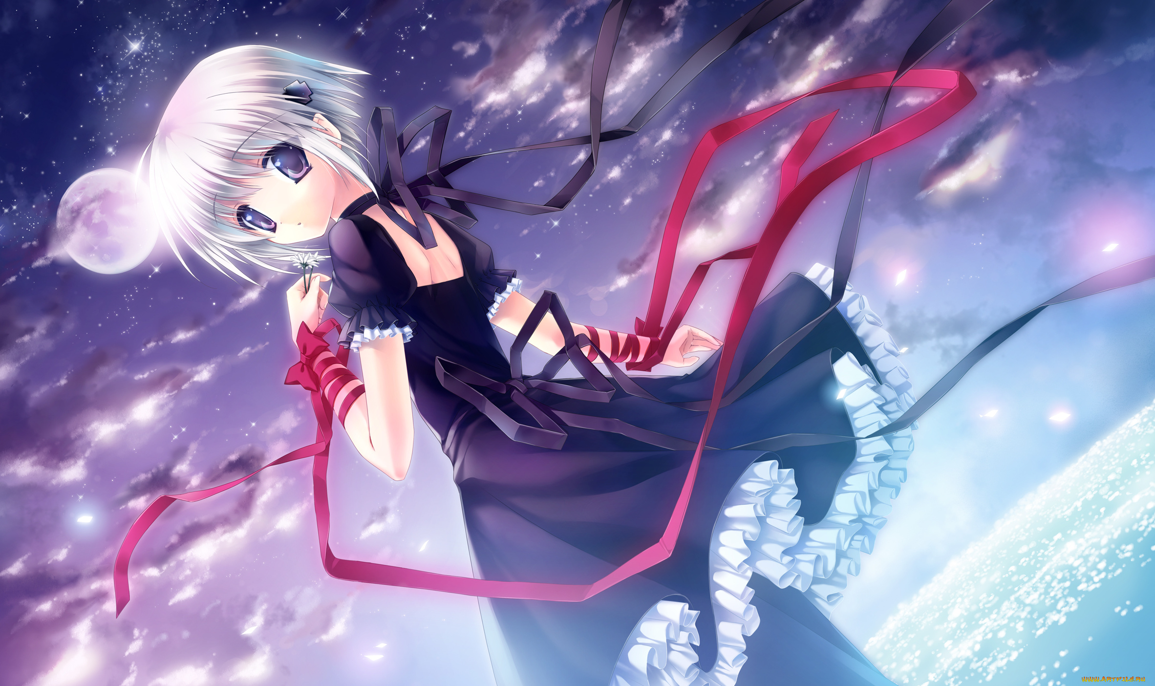 аниме, rewrite, девушка, взгляд, фон