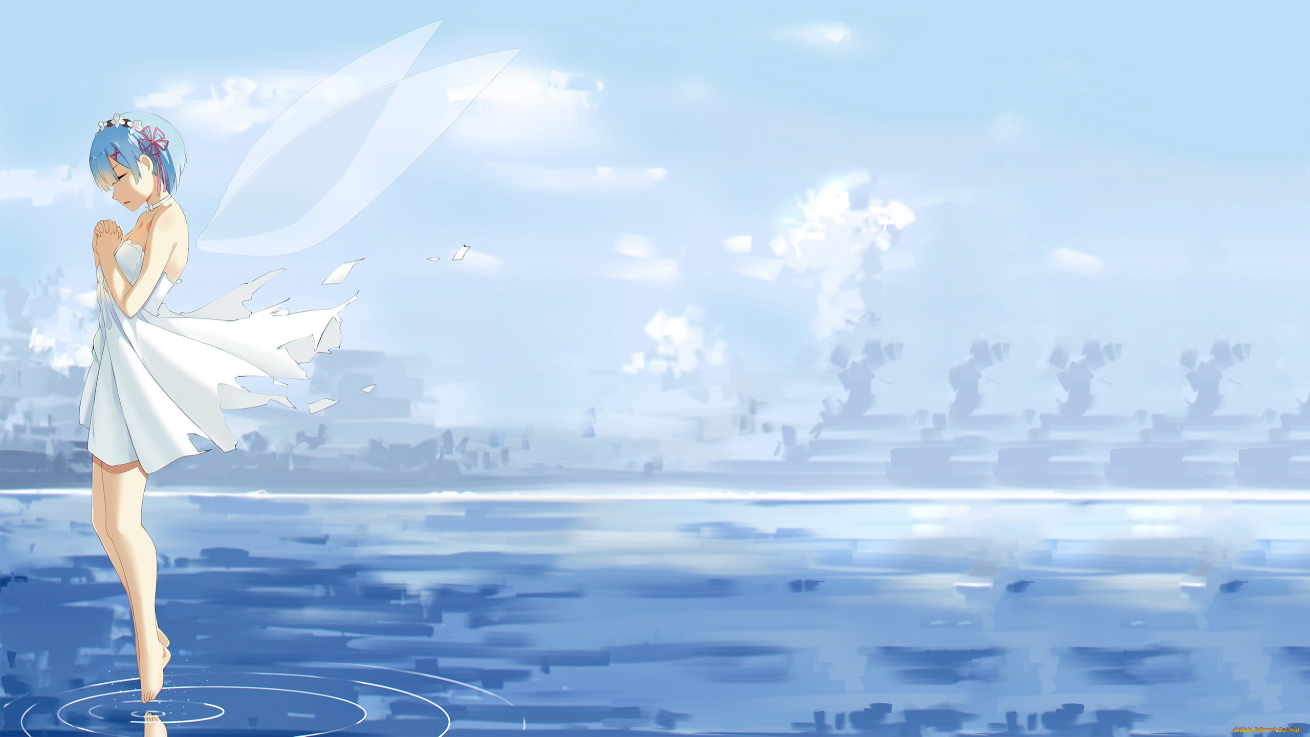 аниме, re, , zero, kara, hajimeru, isekai, seikatsu, взгляд, фон, девушка